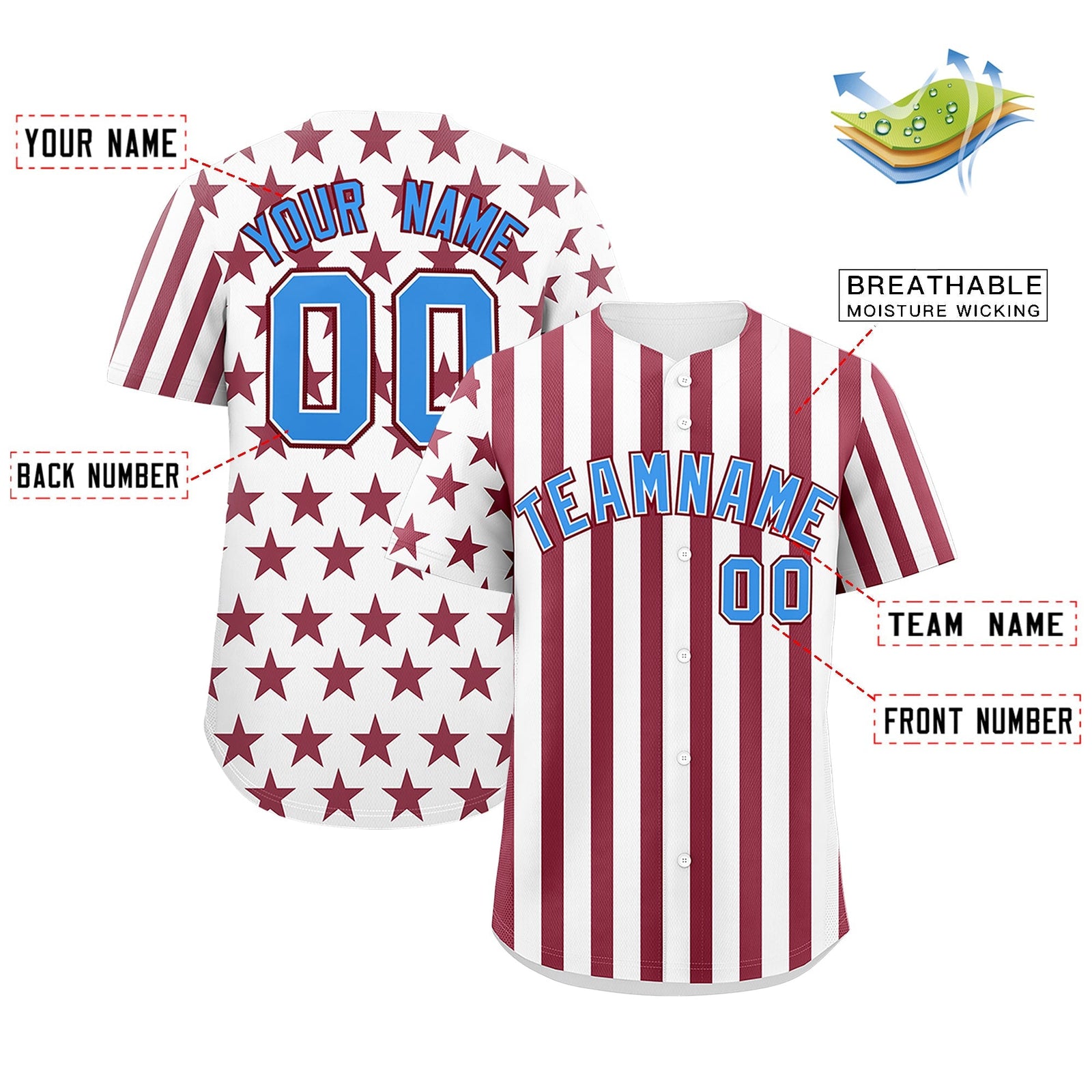 Custom White Crimson American Flag Graffiti Pattern Baseball Jersey| KXKSHOP