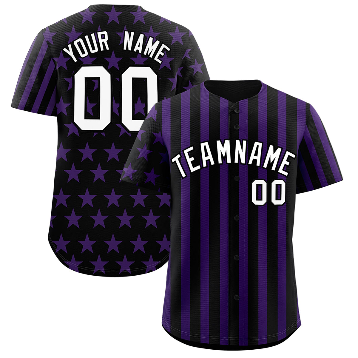 Custom Black Purple American Flag Graffiti Pattern Baseball Jersey| KXKSHOP