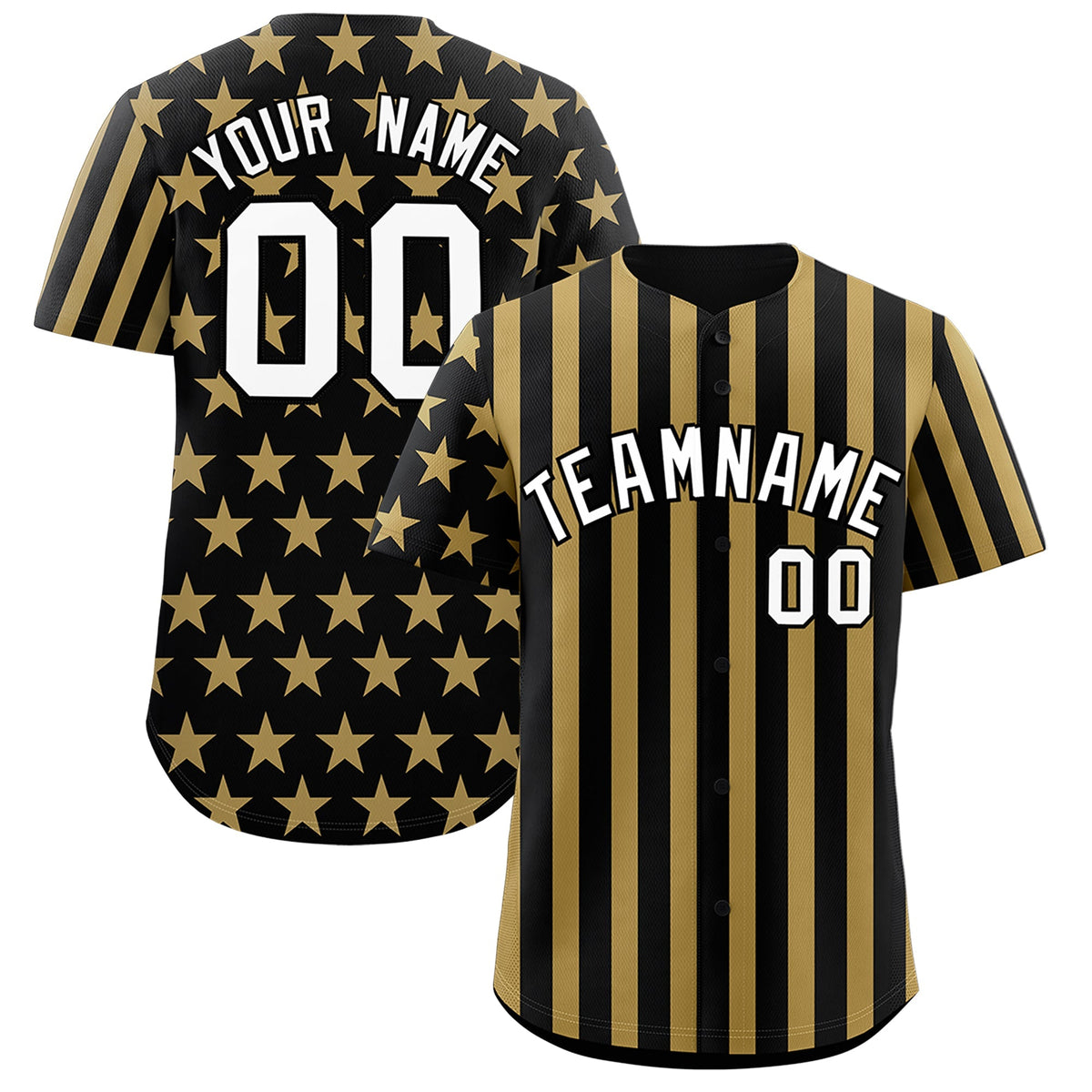 Custom Black Old Gold American Flag Graffiti Pattern Baseball Jersey| KXKSHOP