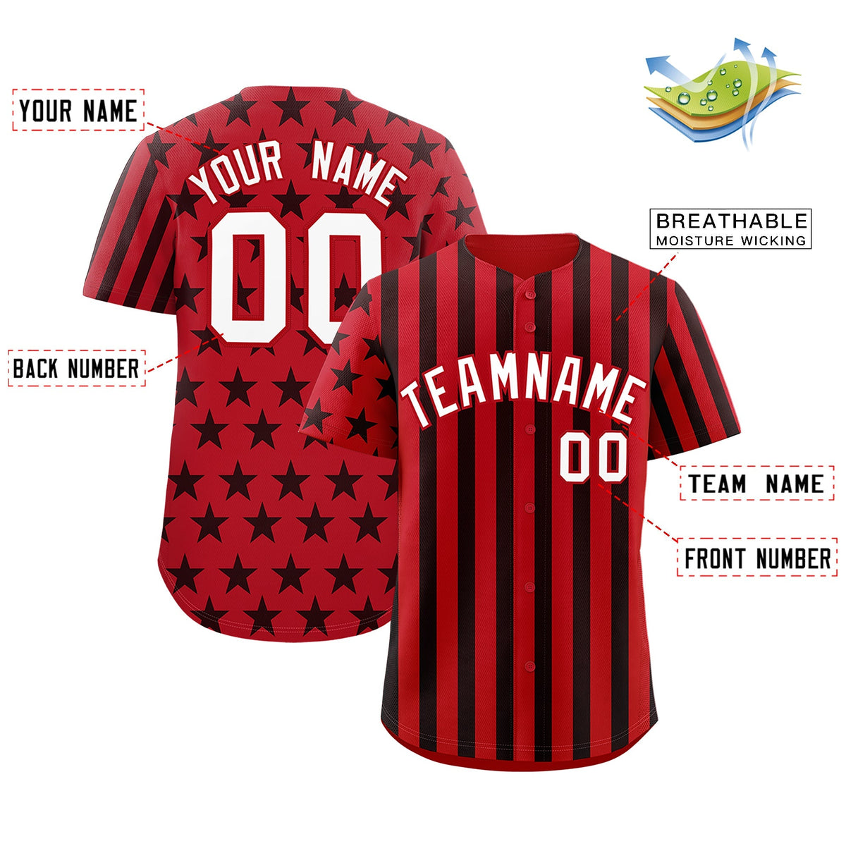 Custom Red Black American Flag Graffiti Pattern Baseball Jersey| KXKSHOP
