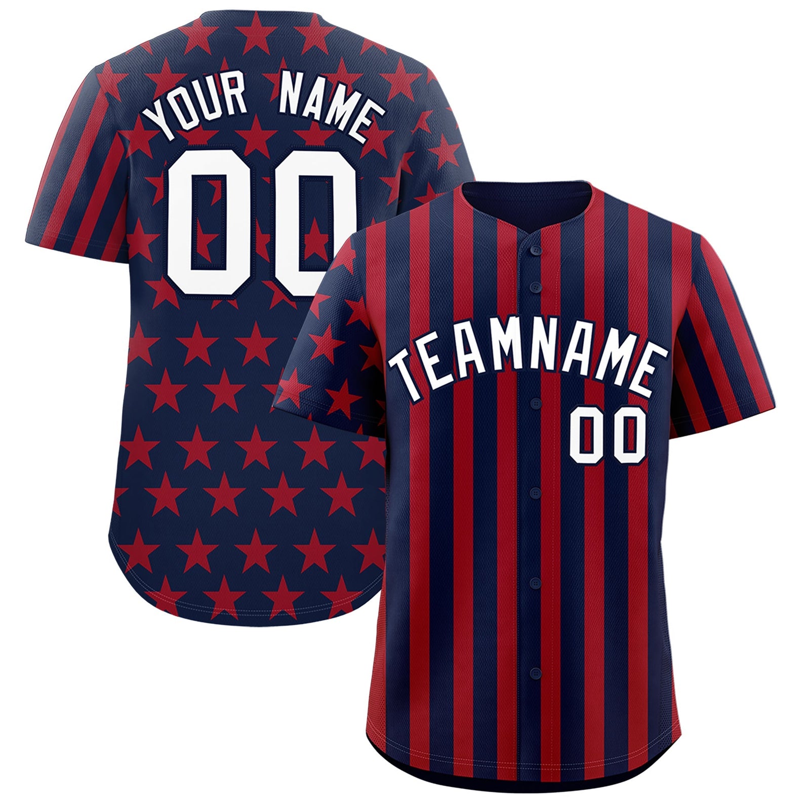 Custom Navy Red American Flag Graffiti Pattern Baseball Jersey| KXKSHOP