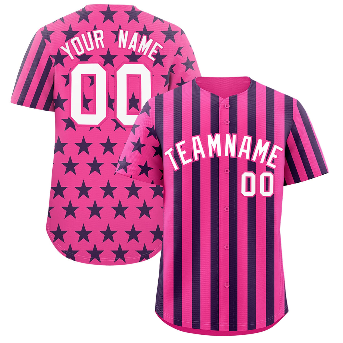Custom Pink White Navy American Flag Graffiti Pattern Baseball Jersey| KXKSHOP