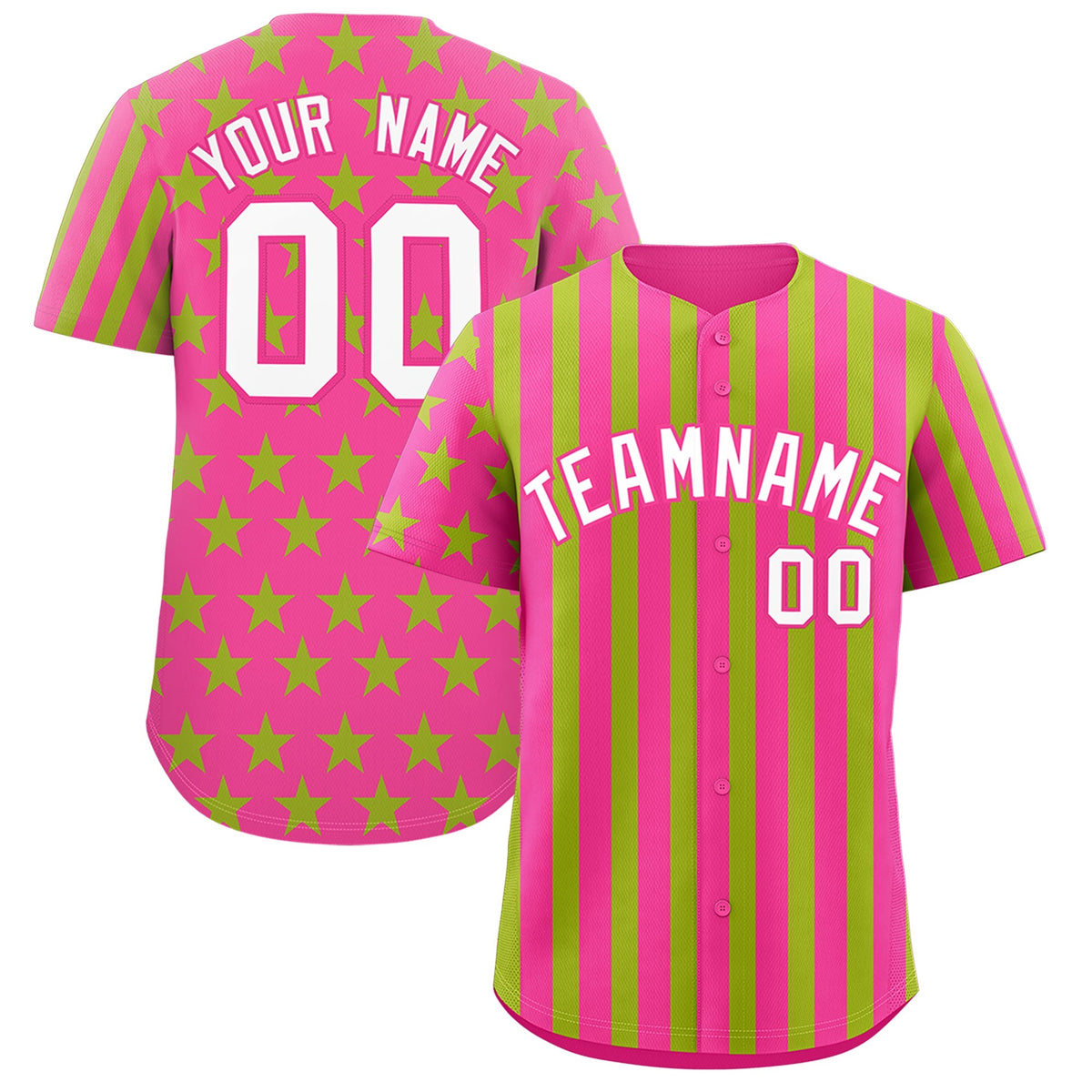 Custom Pink Neon Green American Flag Graffiti Pattern Baseball Jersey| KXKSHOP