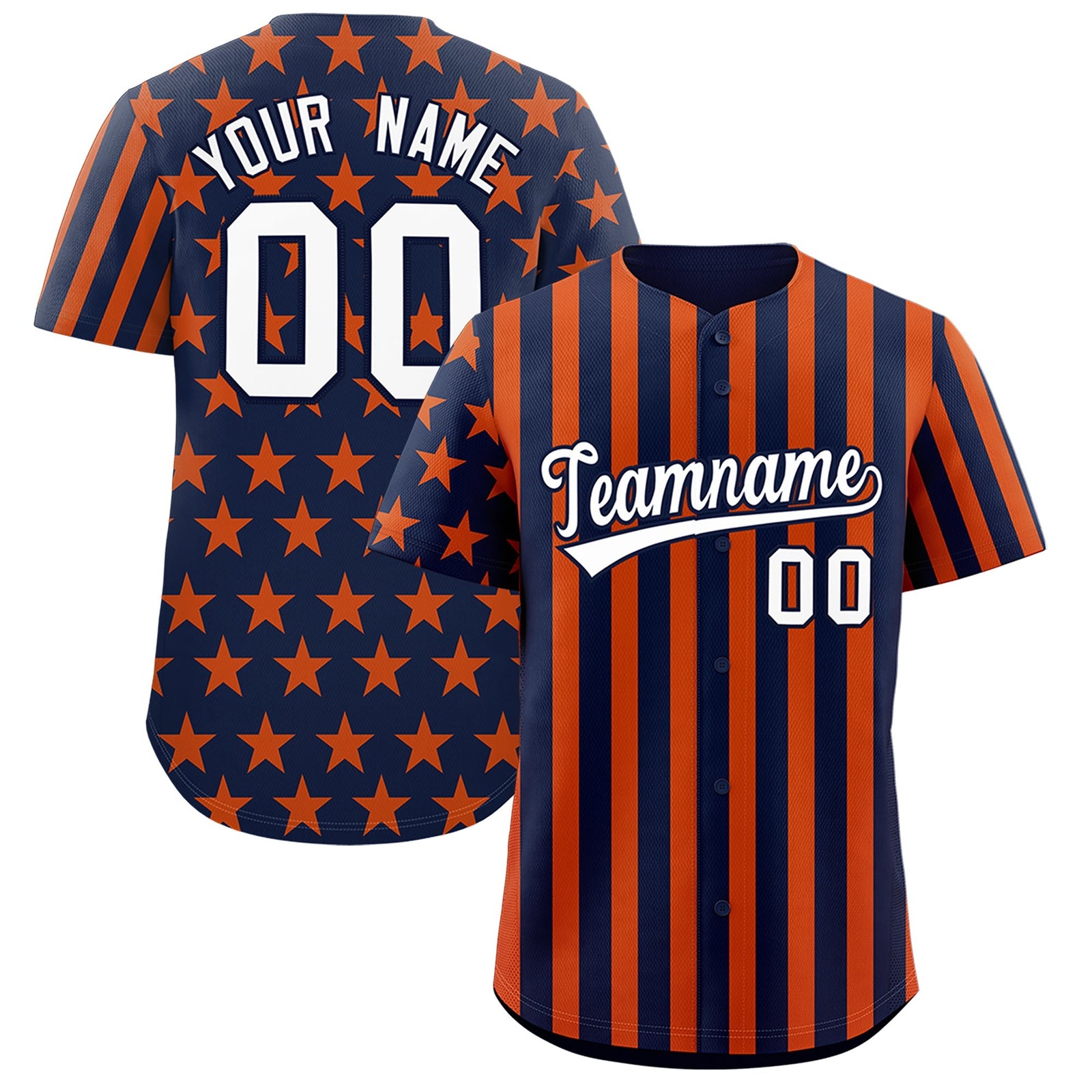 Custom Navy Orange White American Flag Graffiti Pattern Baseball Jersey| KXKSHOP