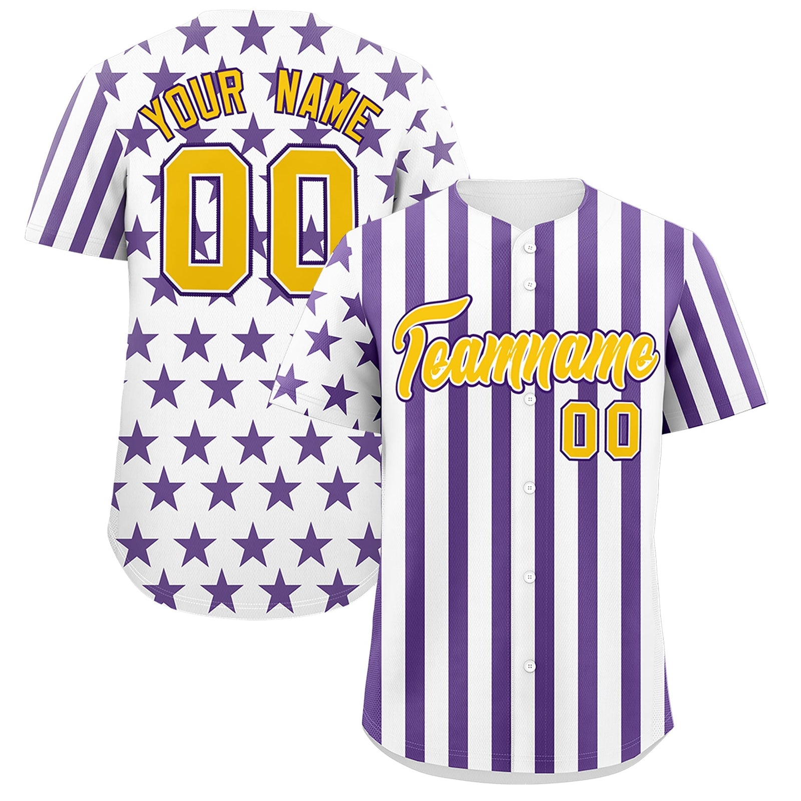 Custom White Purple American Flag Graffiti Pattern Baseball Jersey| KXKSHOP