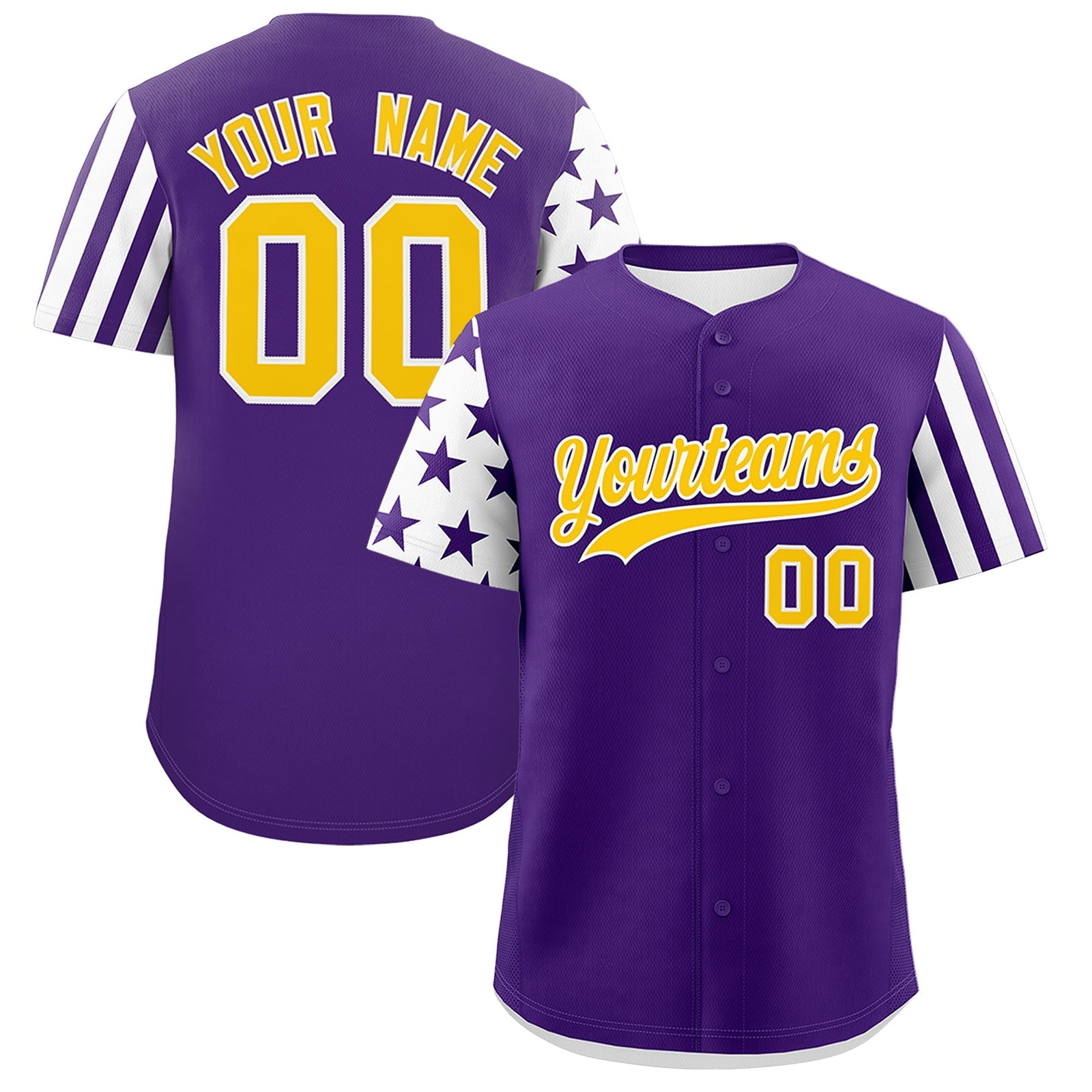 Custom Purple White American Flag Raglan Sleeves Baseball Jersey| KXKSHOP