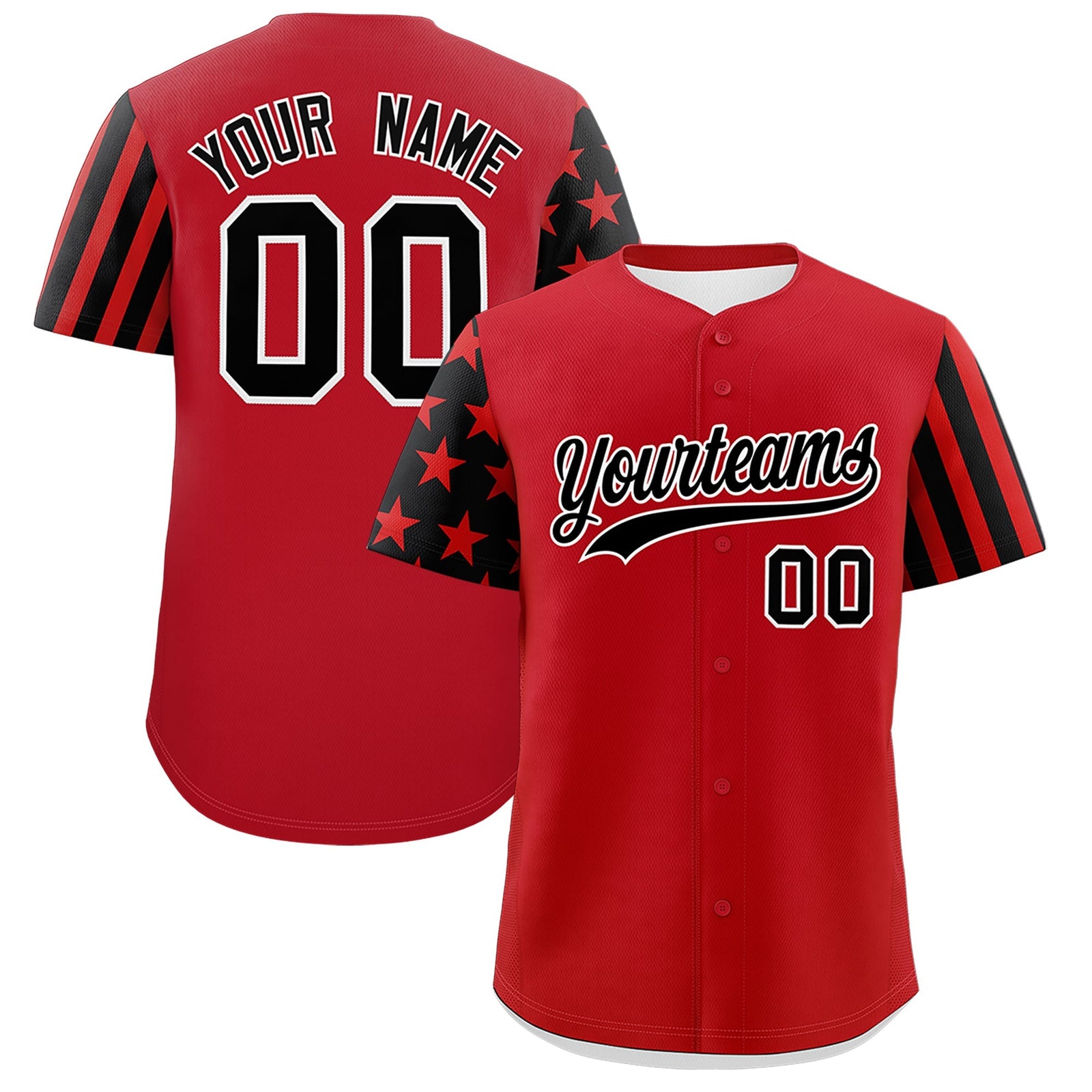 Custom Red Black American Flag Raglan Sleeves Baseball Jersey| KXKSHOP