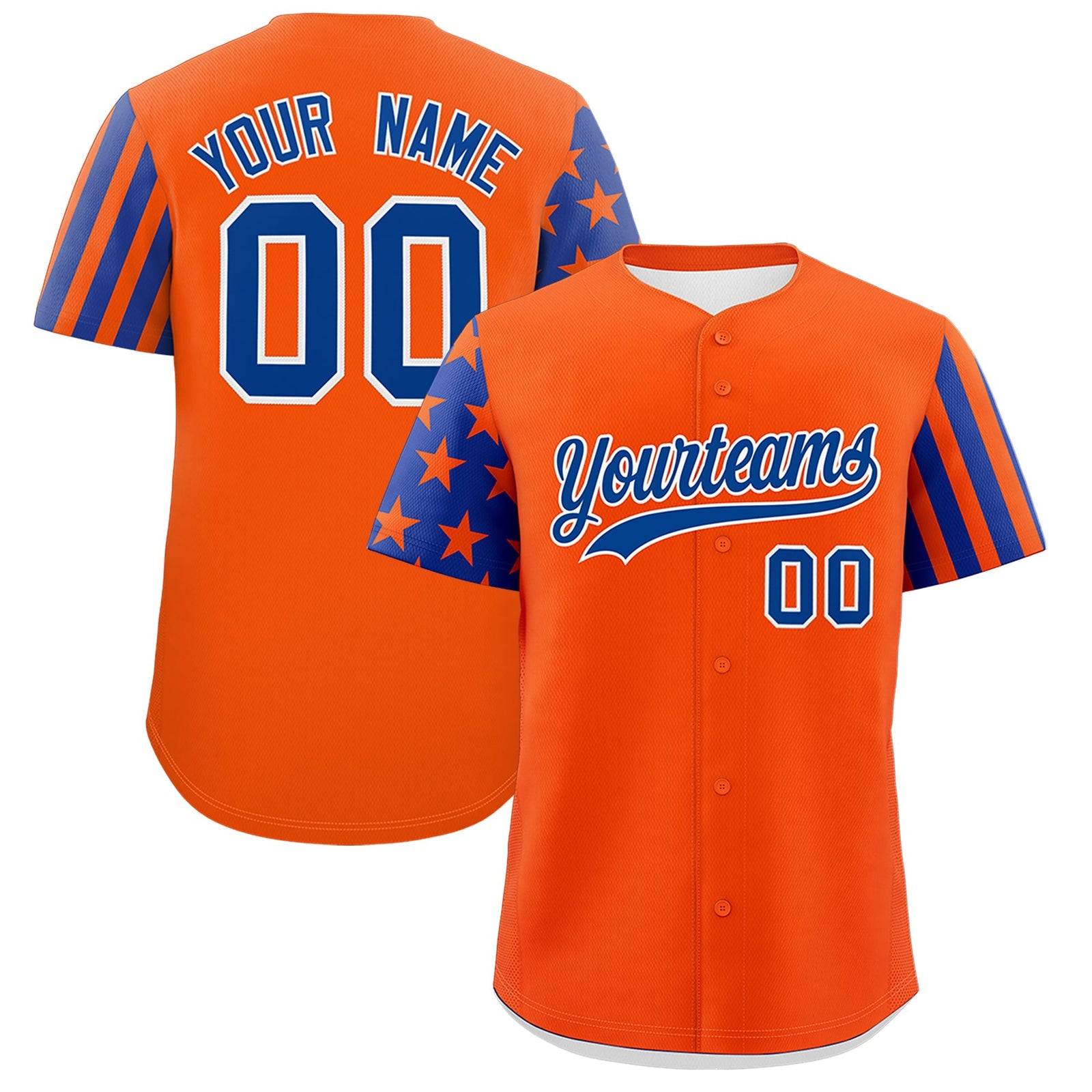 Custom Orange Royal Blue American Flag Raglan Sleeves Baseball Jersey| KXKSHOP