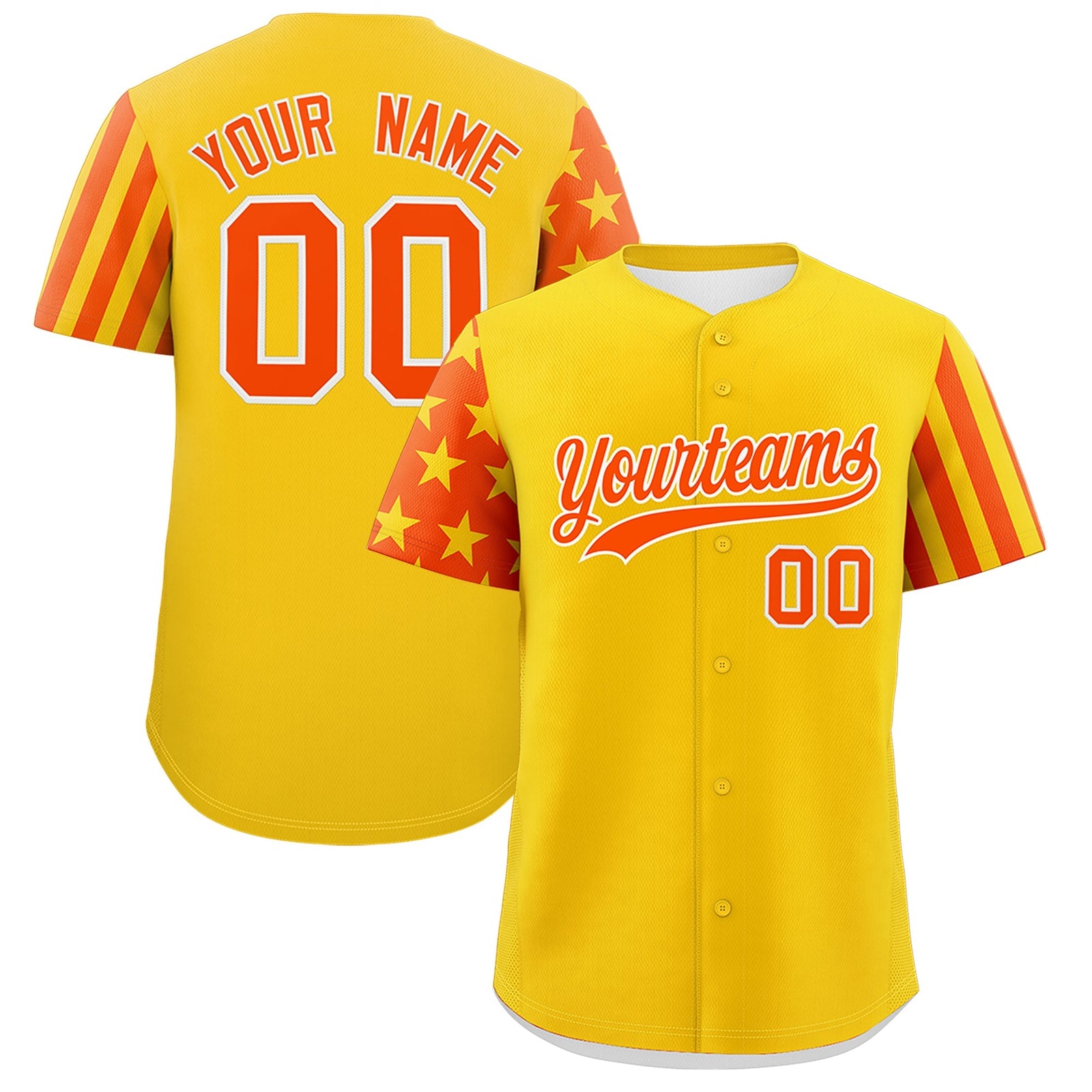 Custom Gold Orange American Flag Raglan Sleeves Baseball Jersey| KXKSHOP