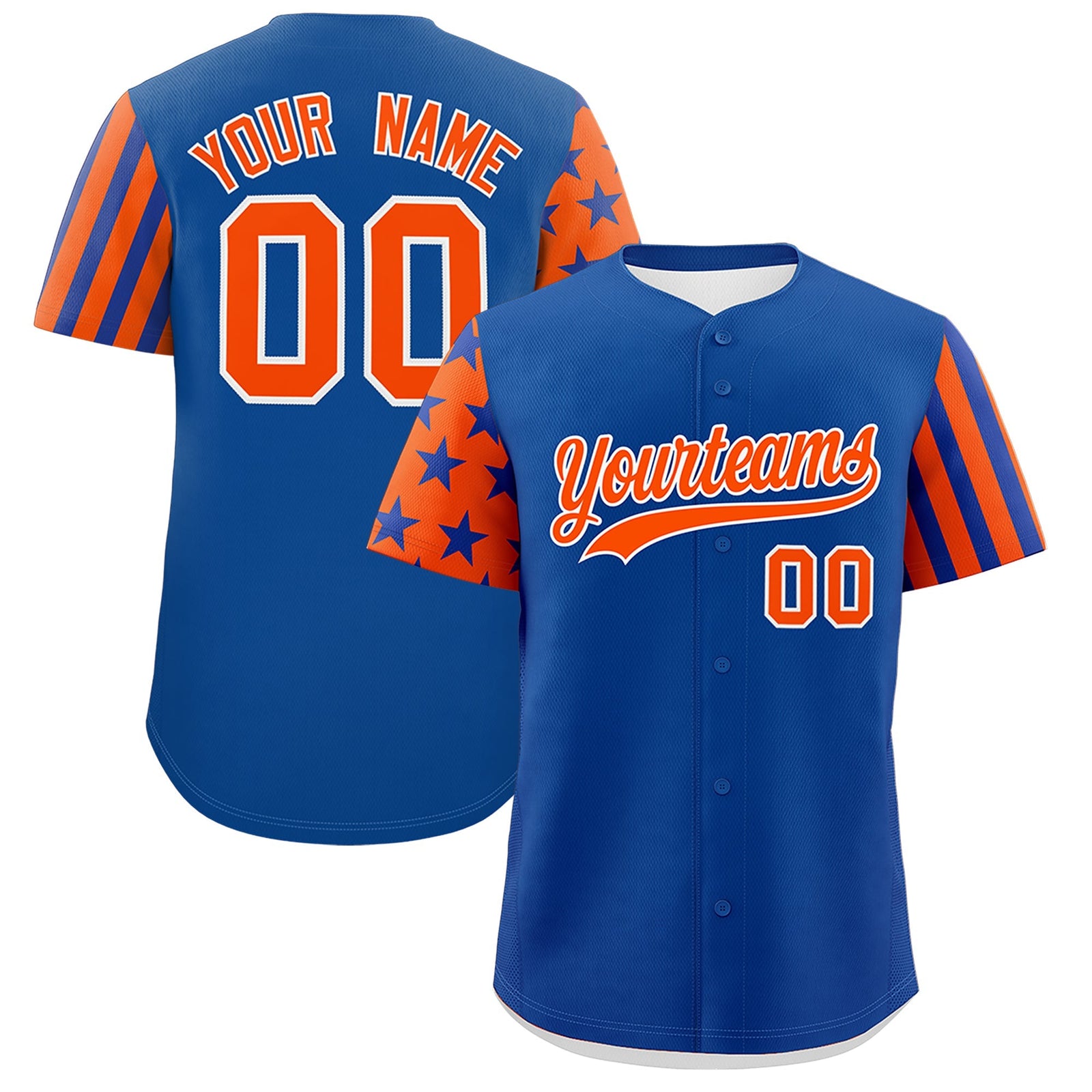 Custom Royal Blue Orange American Flag Raglan Sleeves Baseball Jersey| KXKSHOP