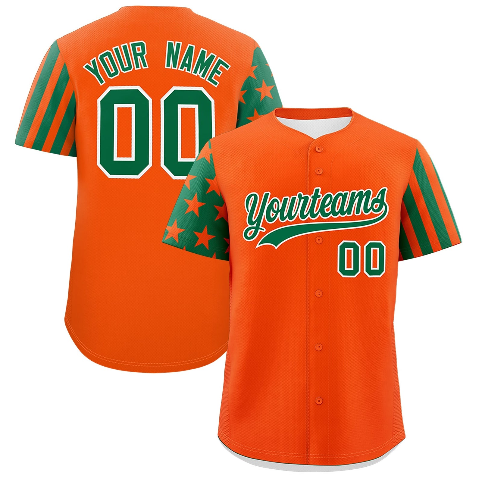 Custom Orange Kelly Green American Flag Raglan Sleeves Baseball Jersey| KXKSHOP