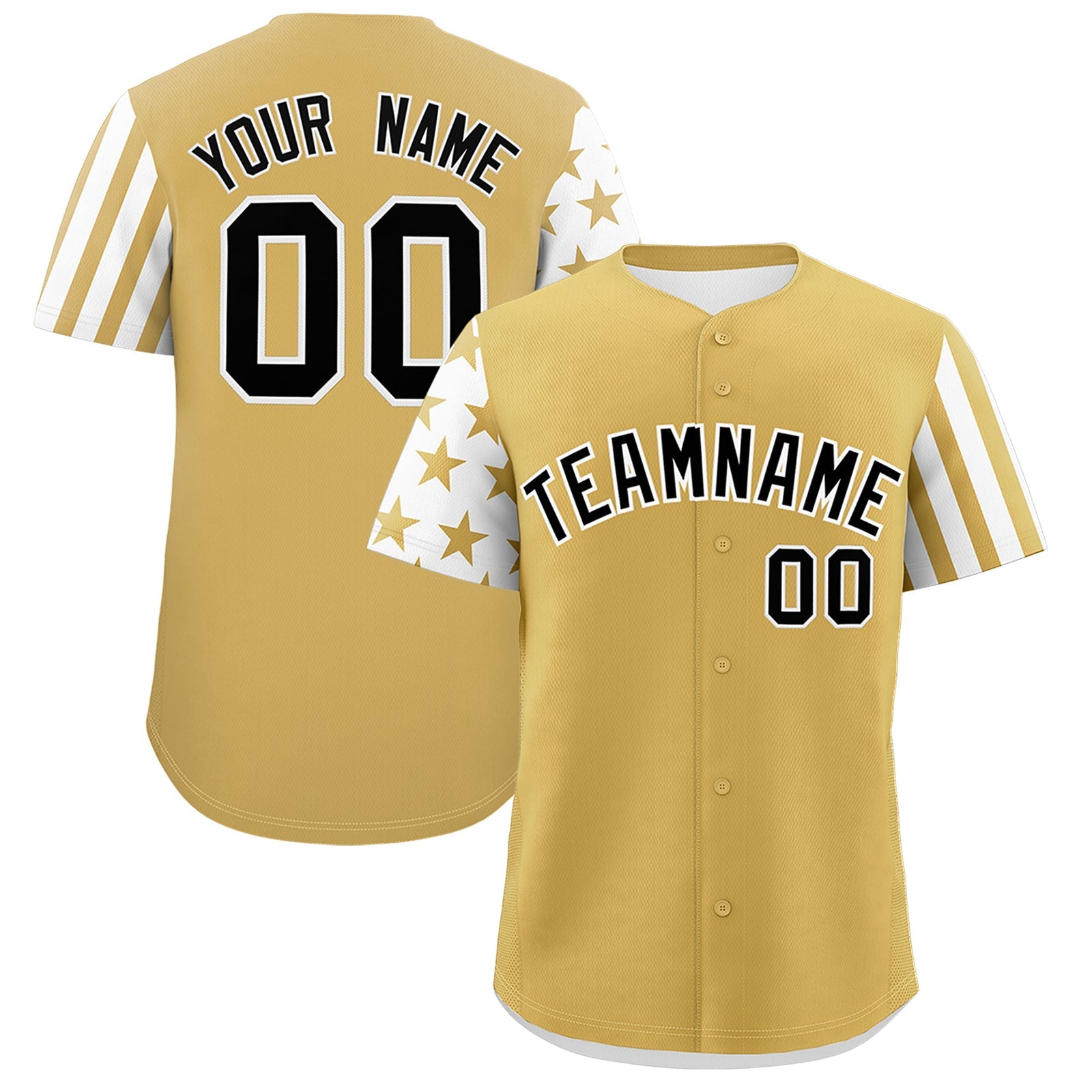 Custom Old Gold White American Flag Raglan Sleeves Baseball Jersey| KXKSHOP