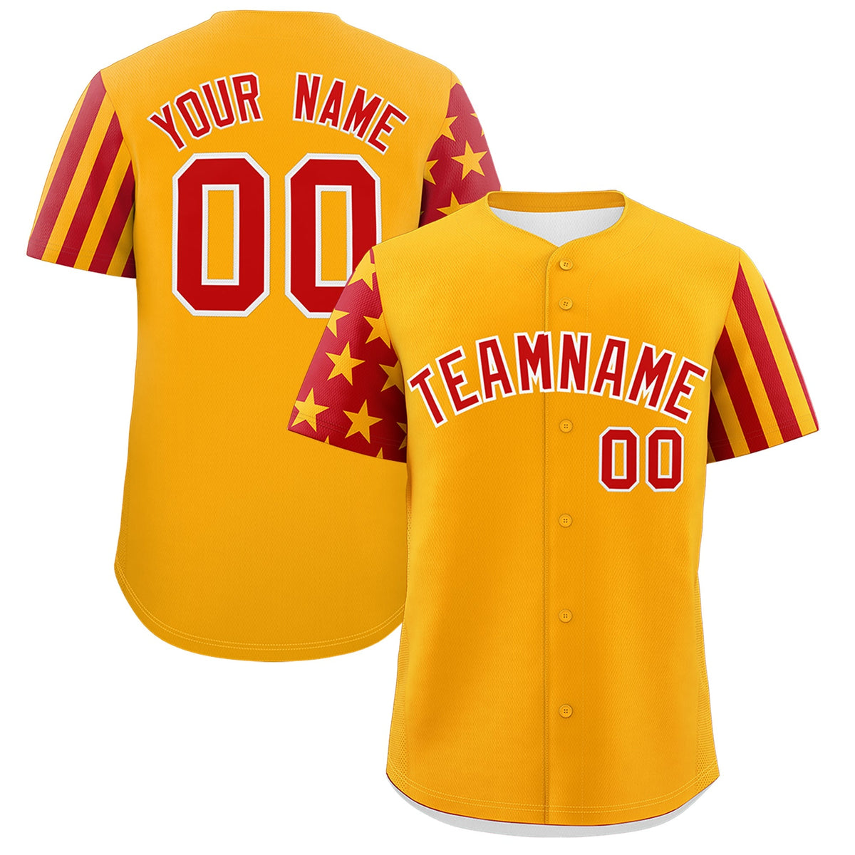 Custom Yellow Red American Flag Raglan Sleeves Baseball Jersey| KXKSHOP