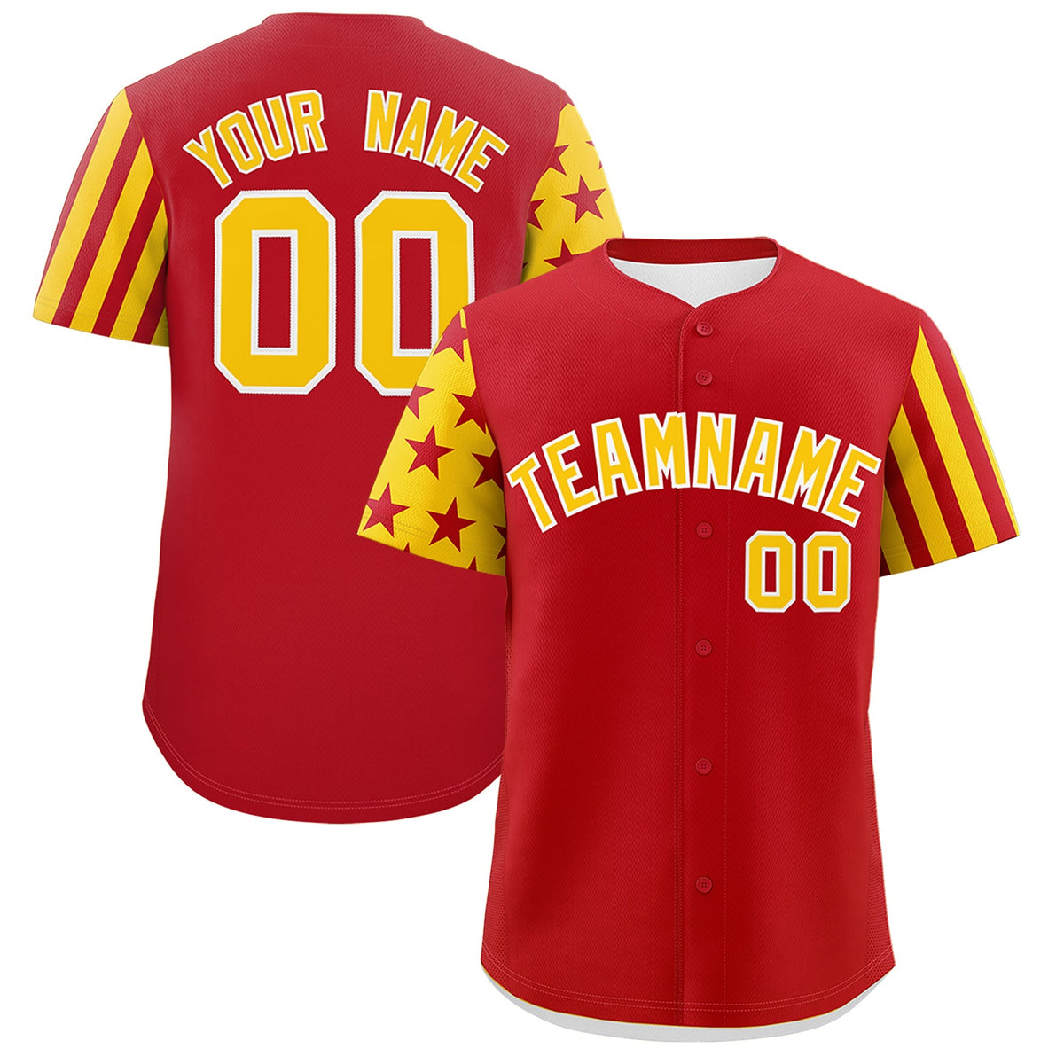Custom Red Gold American Flag Raglan Sleeves Baseball Jersey| KXKSHOP