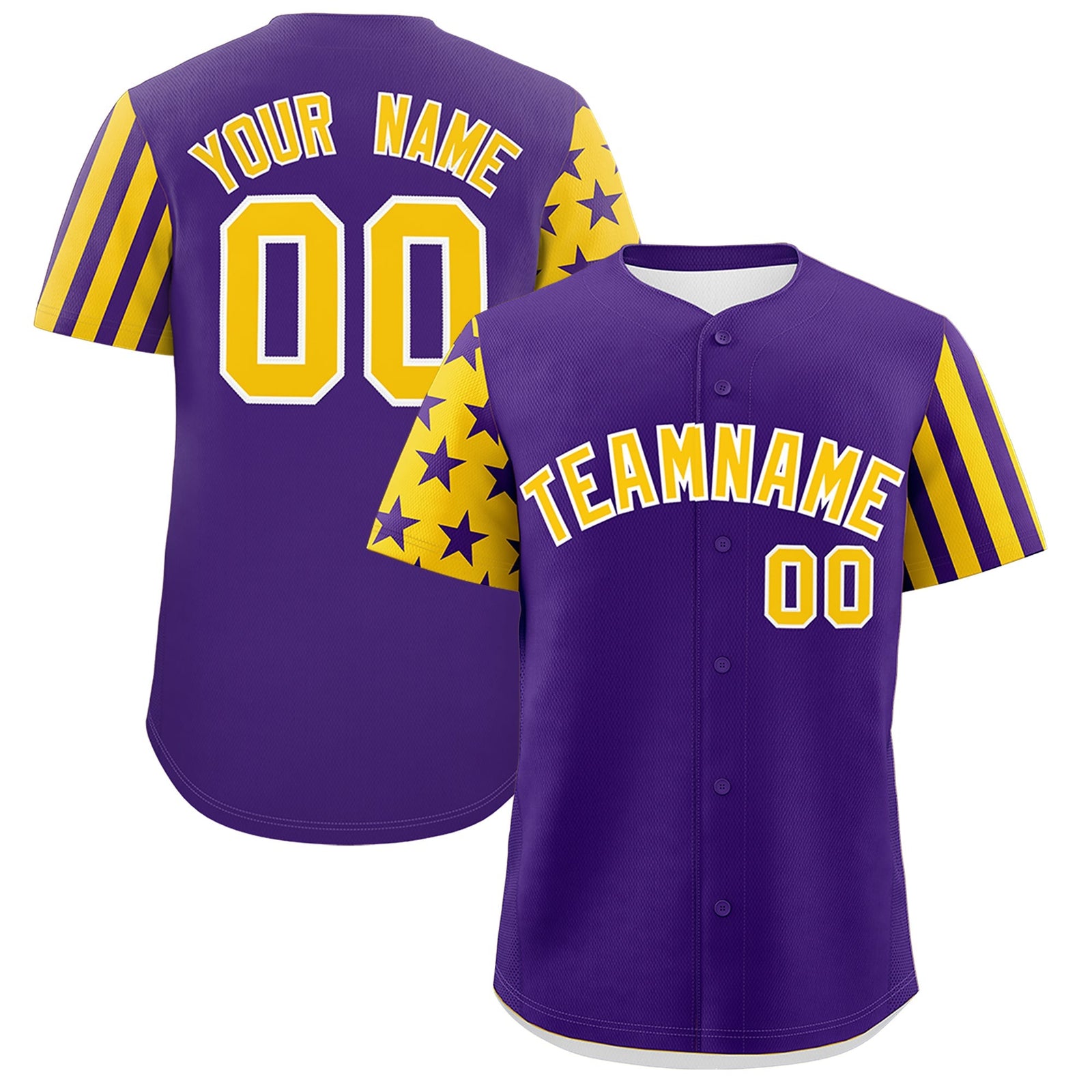 Custom Purple Gold American Flag Raglan Sleeves Baseball Jersey| KXKSHOP
