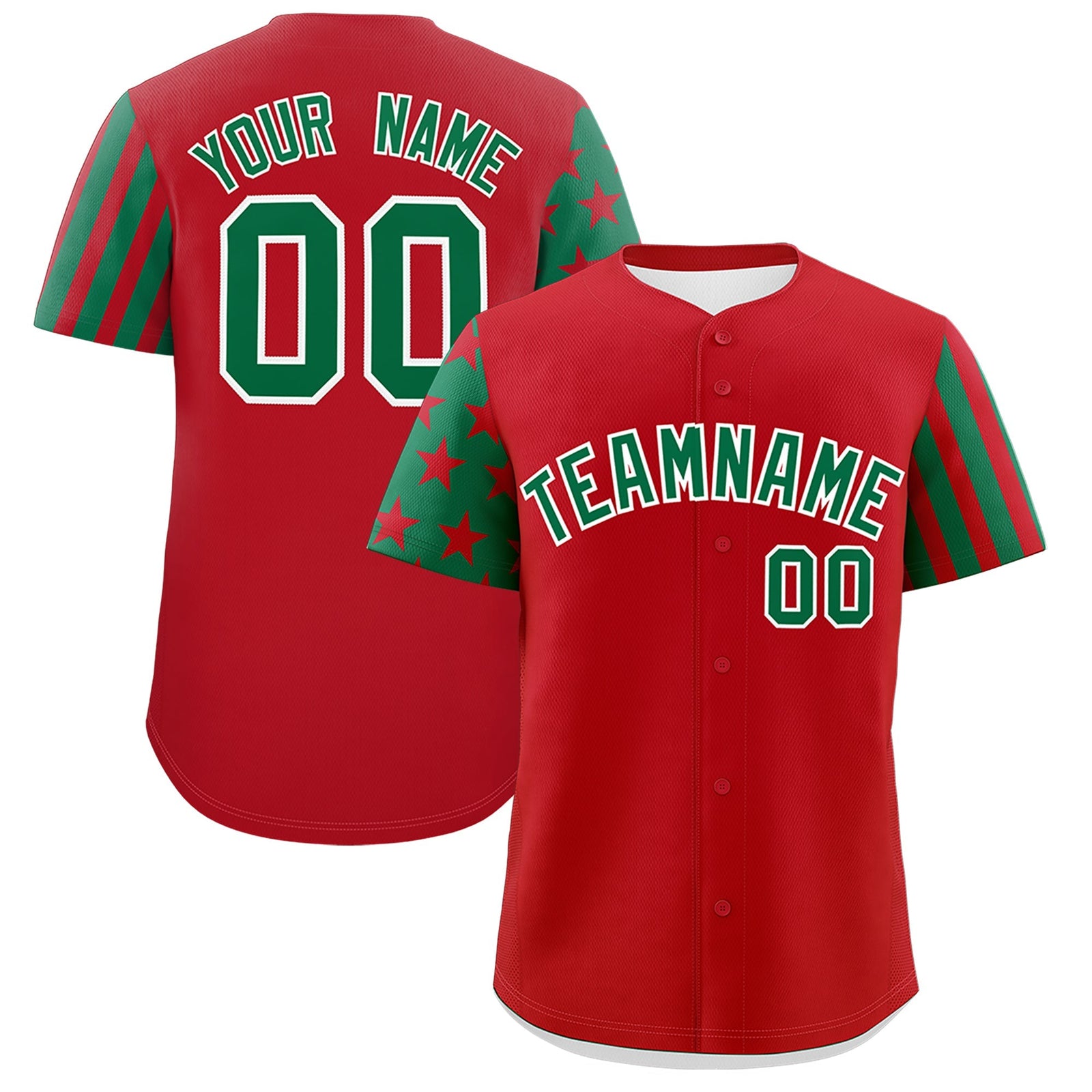Custom Red Kelly Green American Flag Raglan Sleeves Baseball Jersey| KXKSHOP