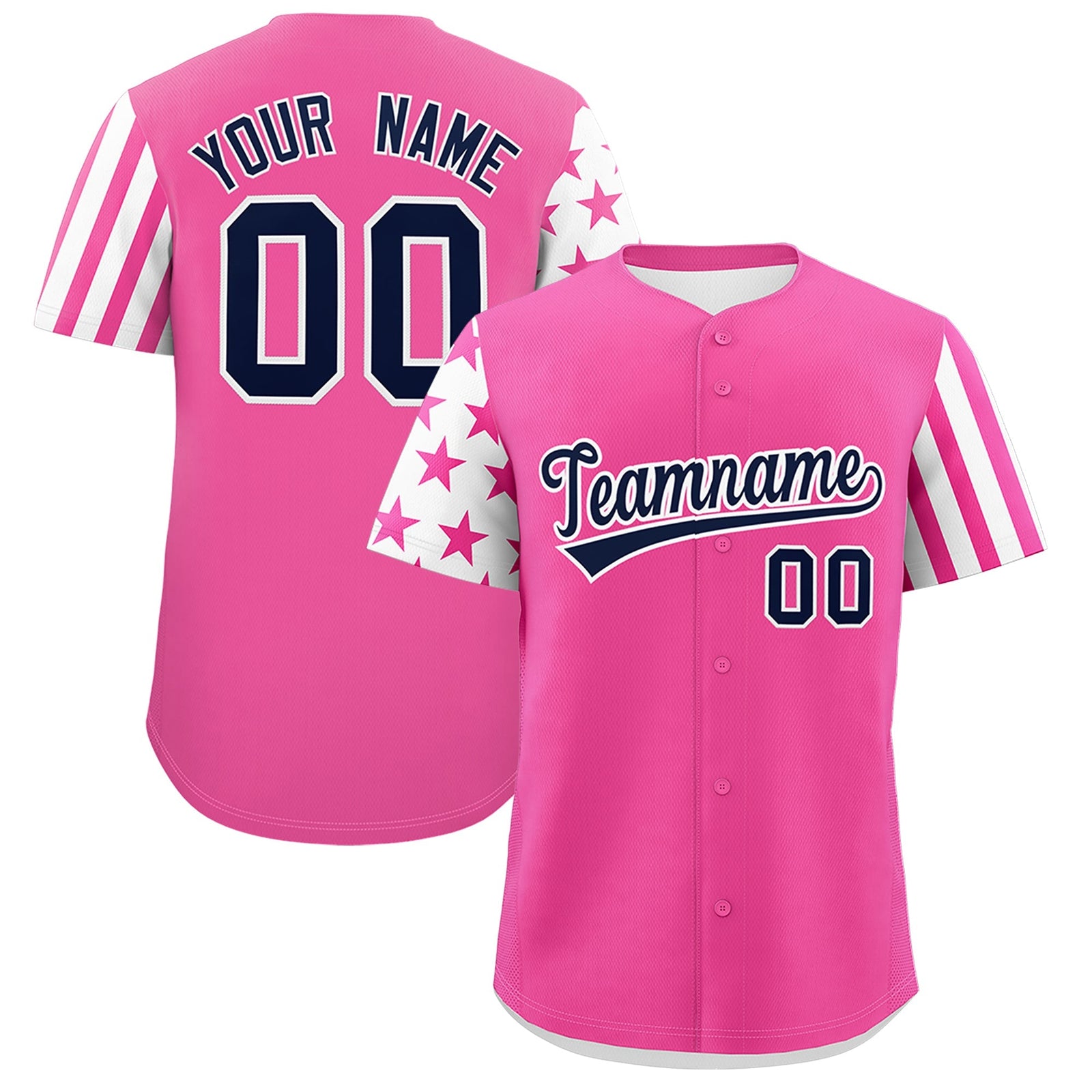Custom Pink White American Flag Raglan Sleeves Baseball Jersey| KXKSHOP
