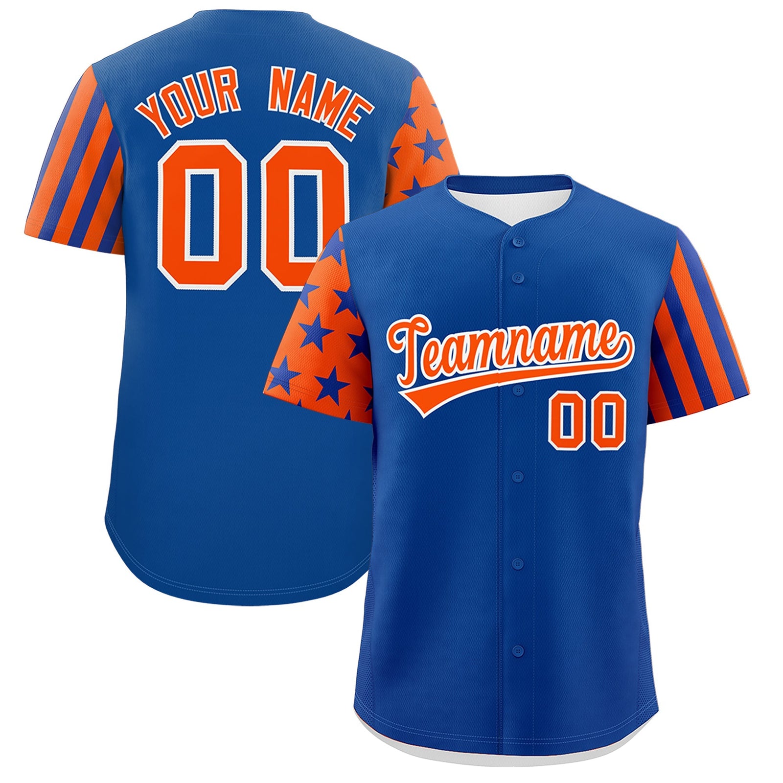 Custom Royal Blue Orange American Flag Raglan Sleeves Baseball Jersey| KXKSHOP