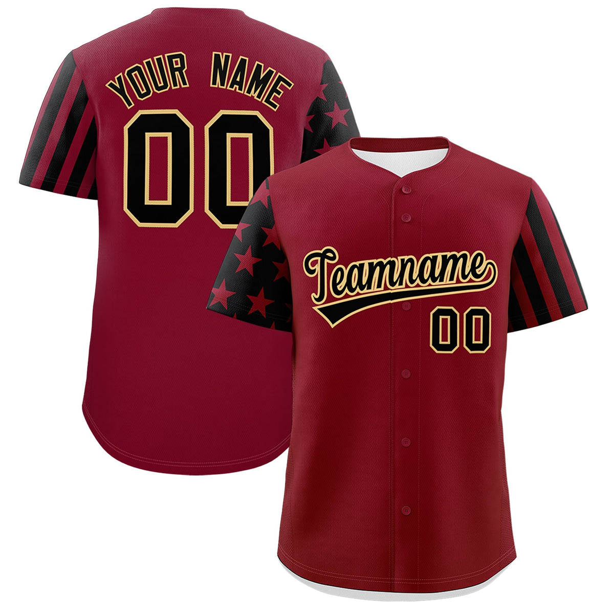 Custom Crimson Black American Flag Raglan Sleeves Baseball Jersey| KXKSHOP