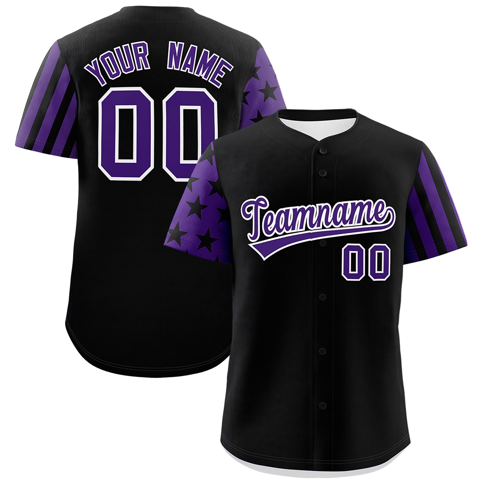 Custom Black Purple American Flag Raglan Sleeves Baseball Jersey| KXKSHOP