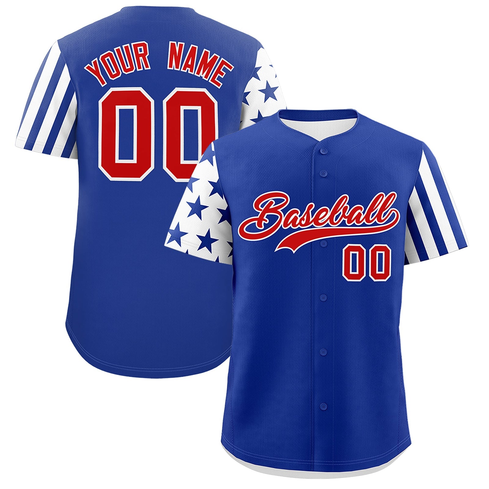 Custom Royal Blue White American Flag Raglan Sleeves Baseball Jersey| KXKSHOP