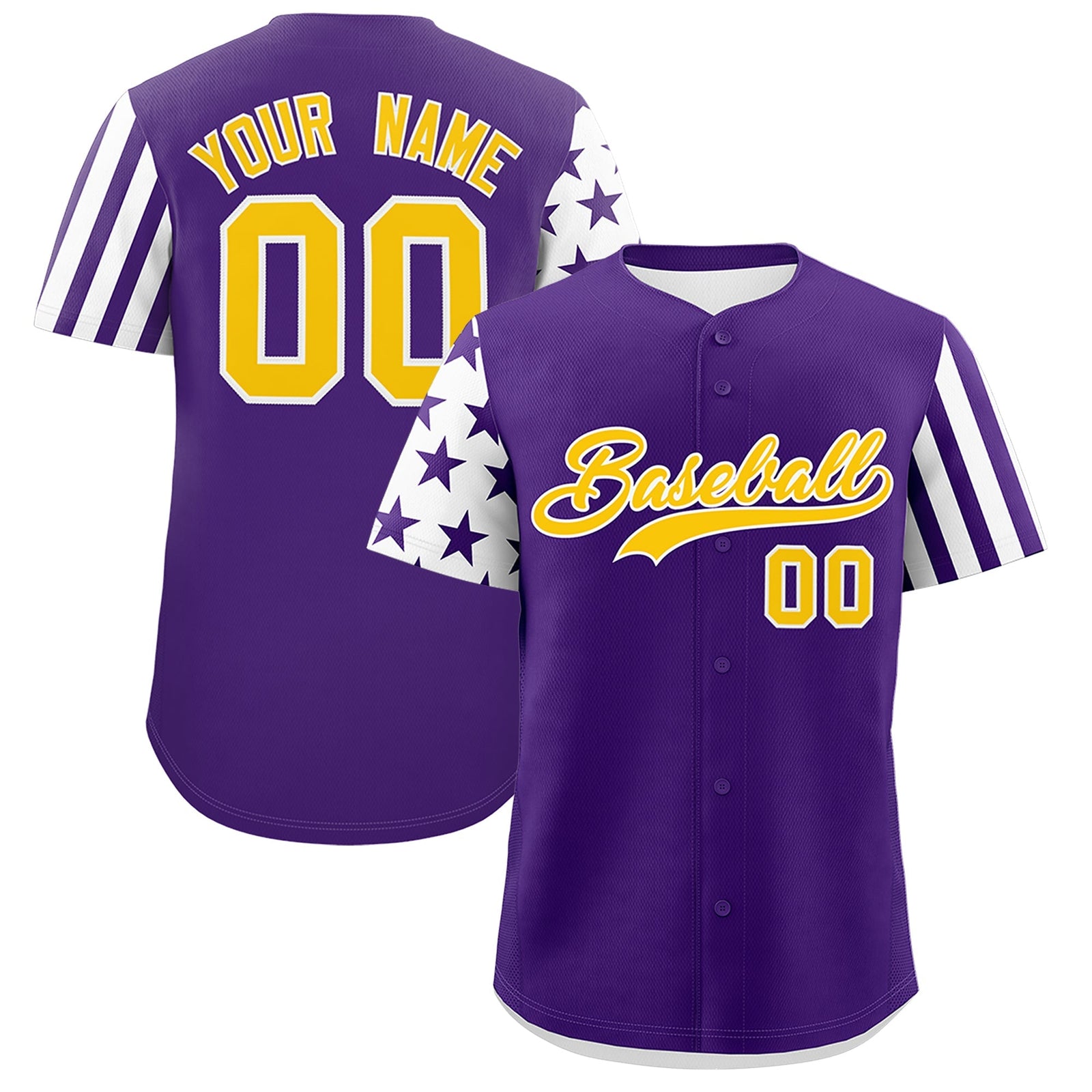 Custom Purple White American Flag Raglan Sleeves Baseball Jersey| KXKSHOP