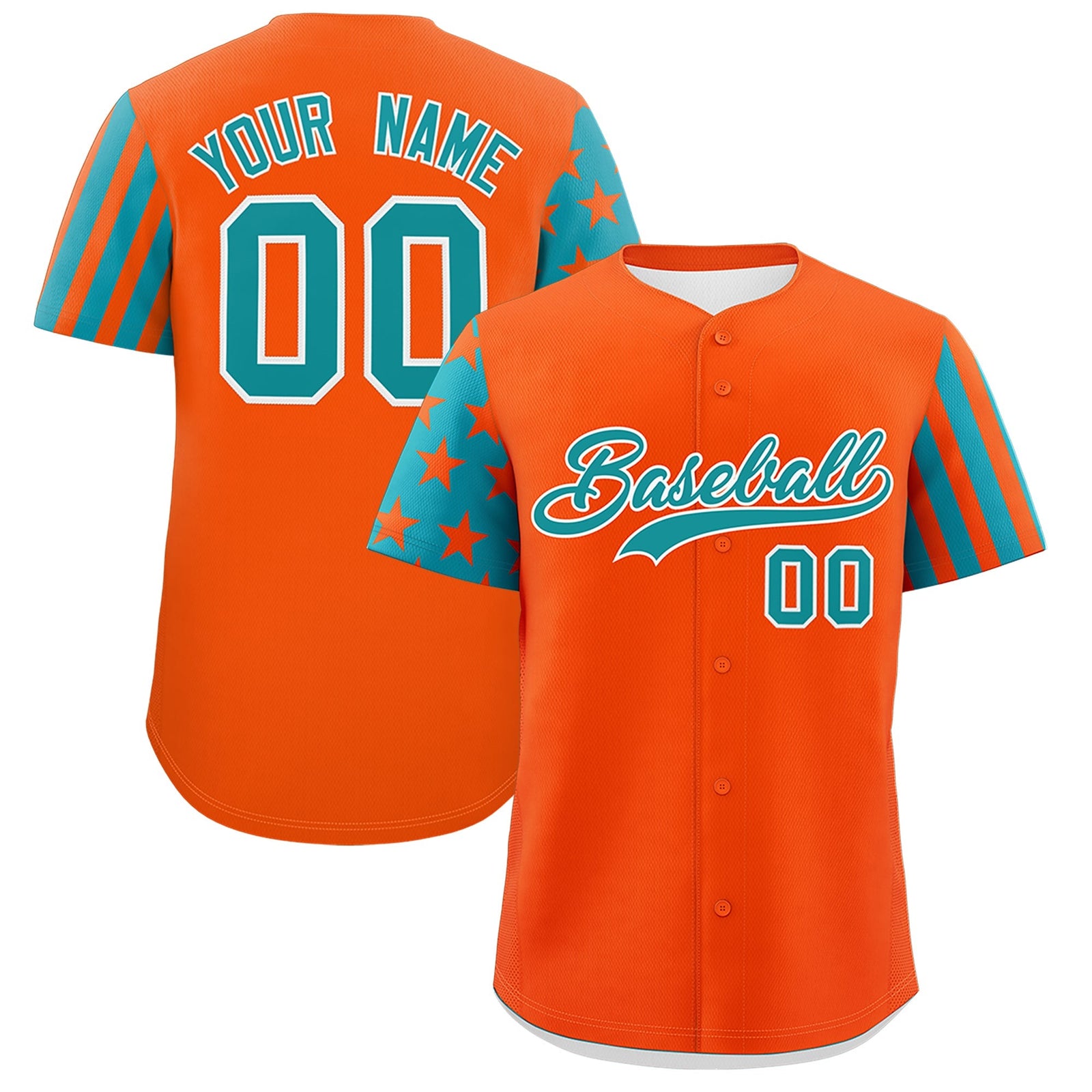Custom Orange Aqua American Flag Raglan Sleeves Baseball Jersey| KXKSHOP