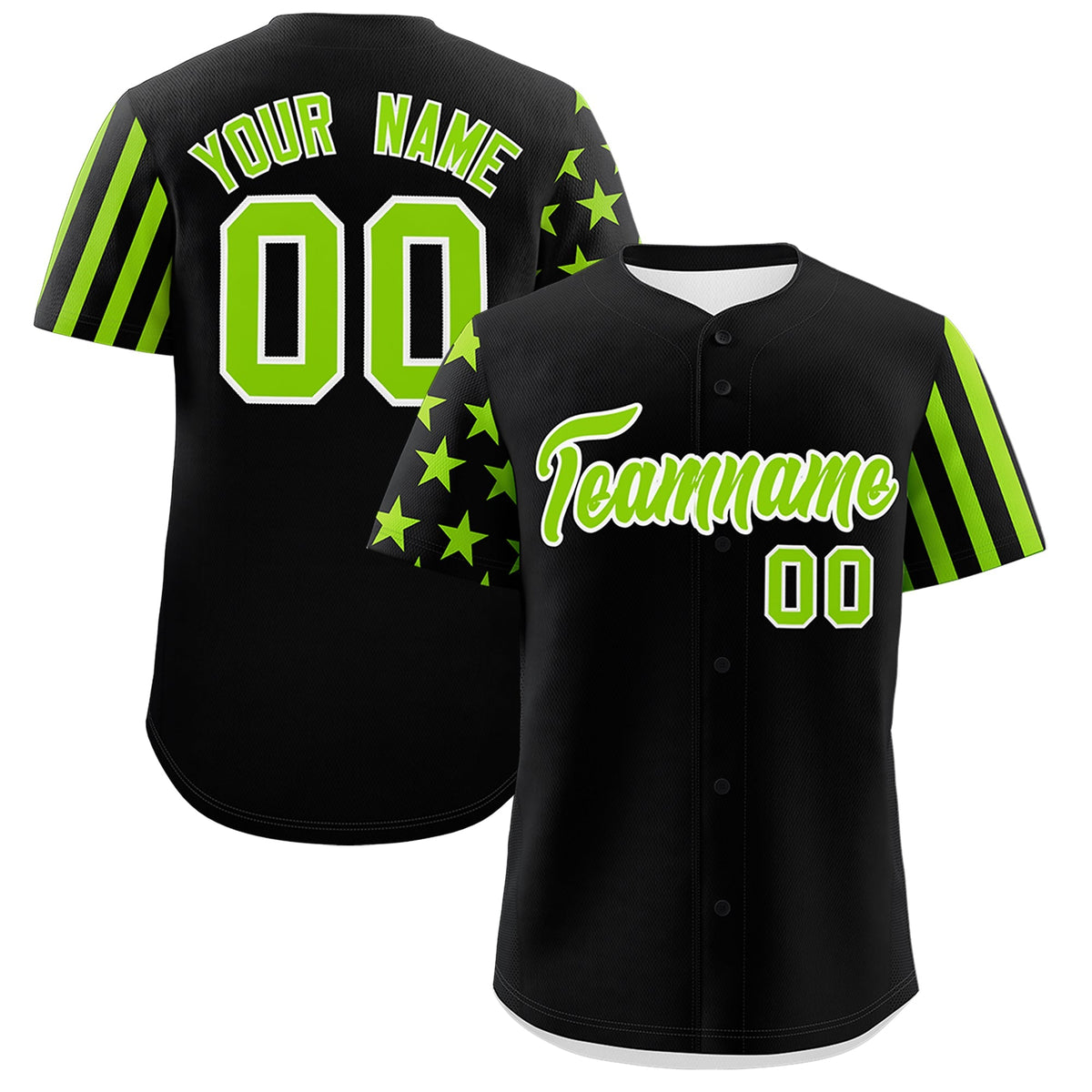 Custom Black Neon Green American Flag Raglan Sleeves Baseball Jersey| KXKSHOP