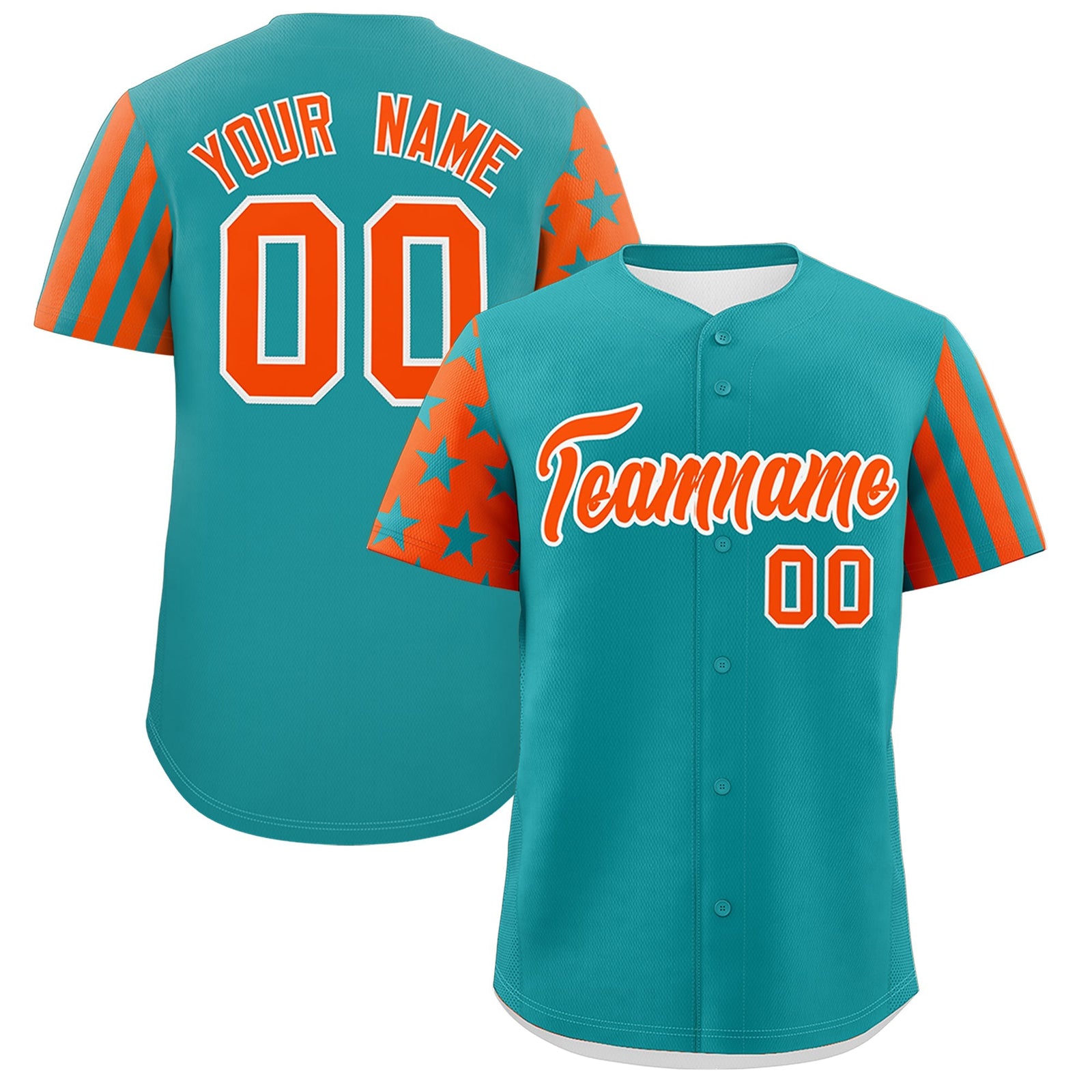 Custom Aqua Orange American Flag Raglan Sleeves Baseball Jersey| KXKSHOP