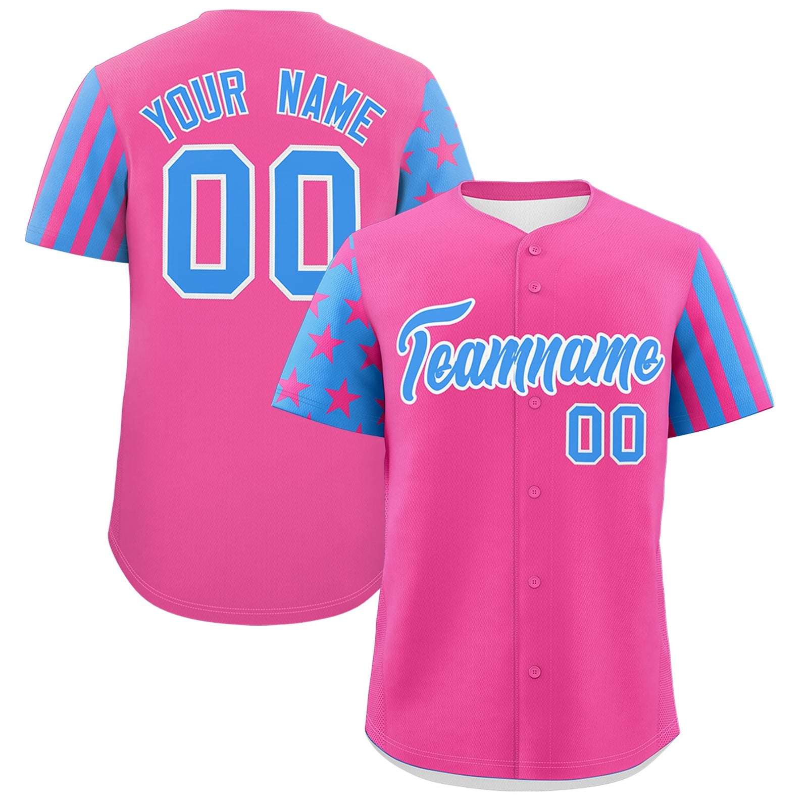 Custom Pink Powder Blue American Flag Raglan Sleeves Baseball Jersey| KXKSHOP