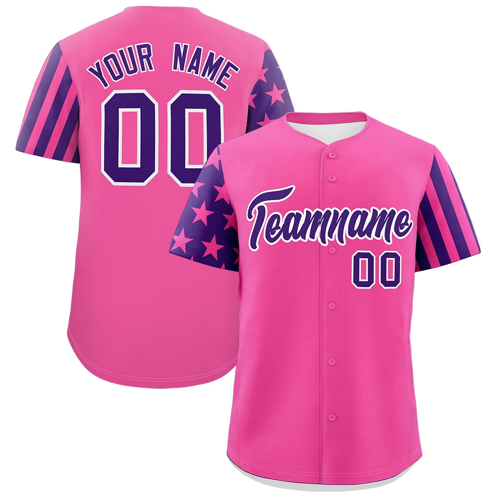 Custom Pink Purple American Flag Raglan Sleeves Baseball Jersey| KXKSHOP