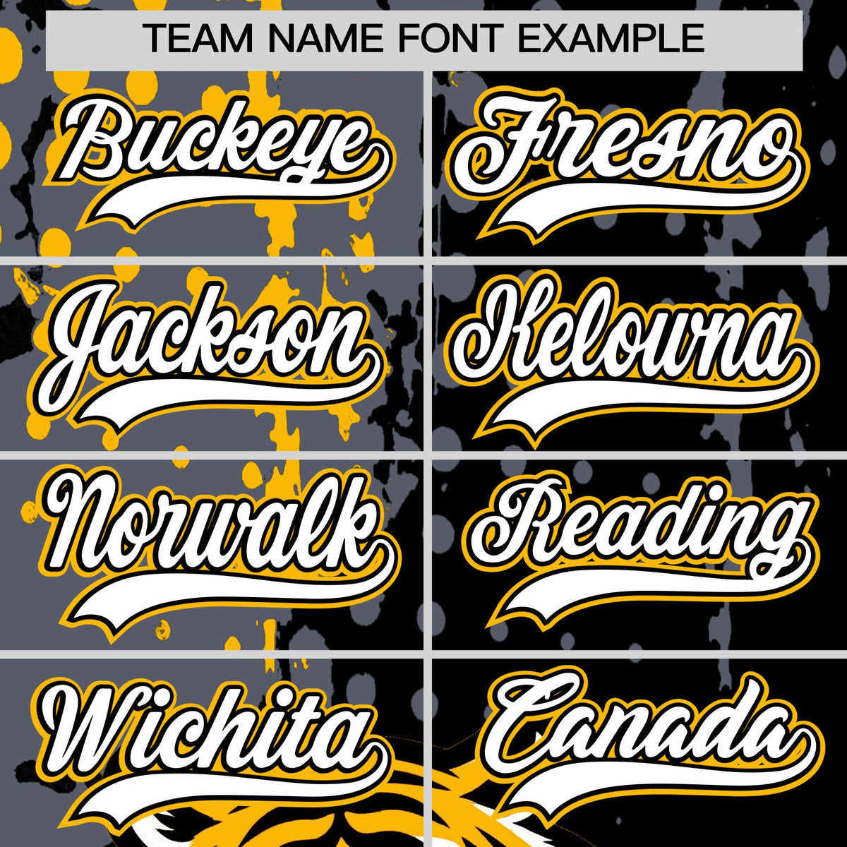 Custom Black Gold Gray Full-Snap Graffiti Pattern Tiger Graffiti Jersey Baseball Jersey| KXKSHOP