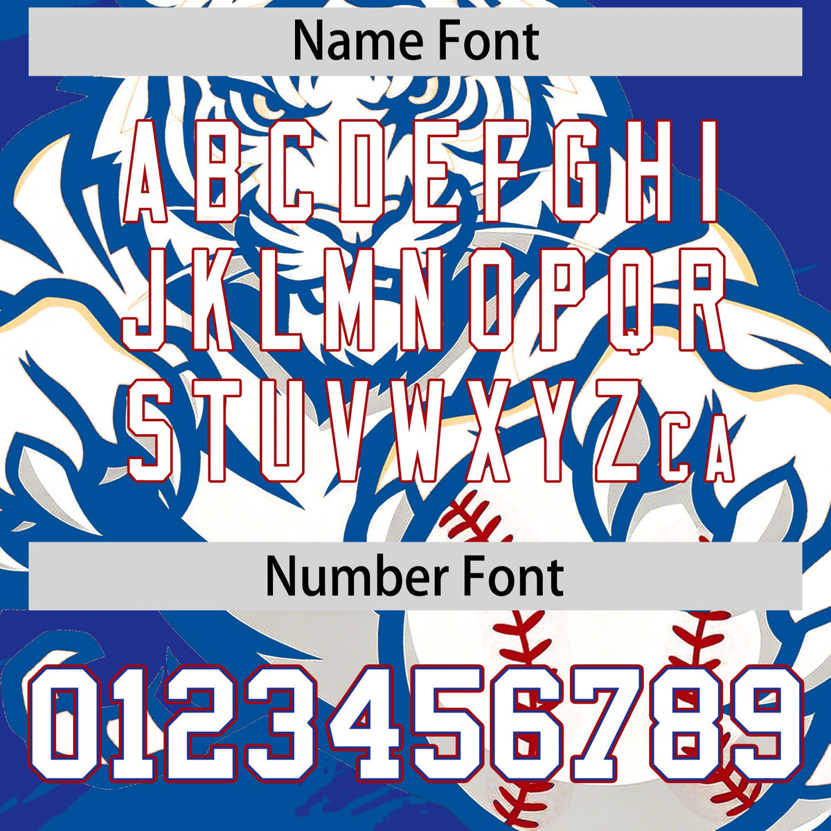 Custom Royal Blue White Royal Full-Snap Graffiti Pattern Tiger Graffiti Jersey Baseball Jersey| KXKSHOP