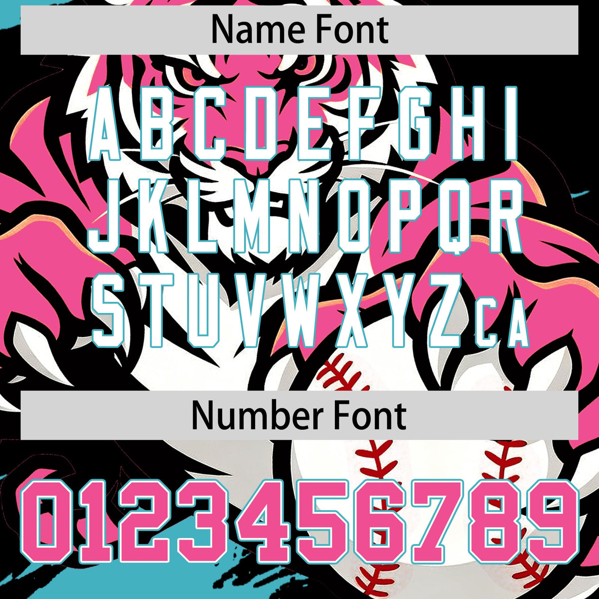 Custom Black Aqua Pink Full-Snap Graffiti Pattern Tiger Graffiti Jersey Baseball Jersey| KXKSHOP