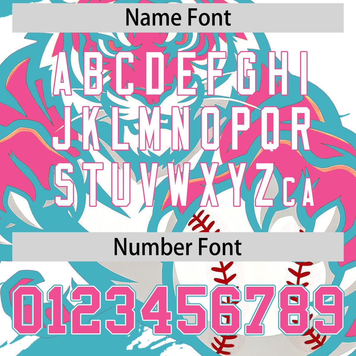 Custom White Aqua Pink Full-Snap Graffiti Pattern Tiger Graffiti Jersey Baseball Jersey| KXKSHOP