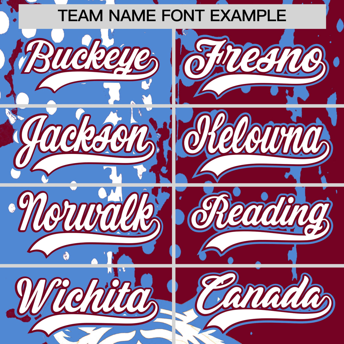 Custom Crimson Powder Blue White Full-Snap Graffiti Pattern Tiger Graffiti Jersey Baseball Jersey| KXKSHOP
