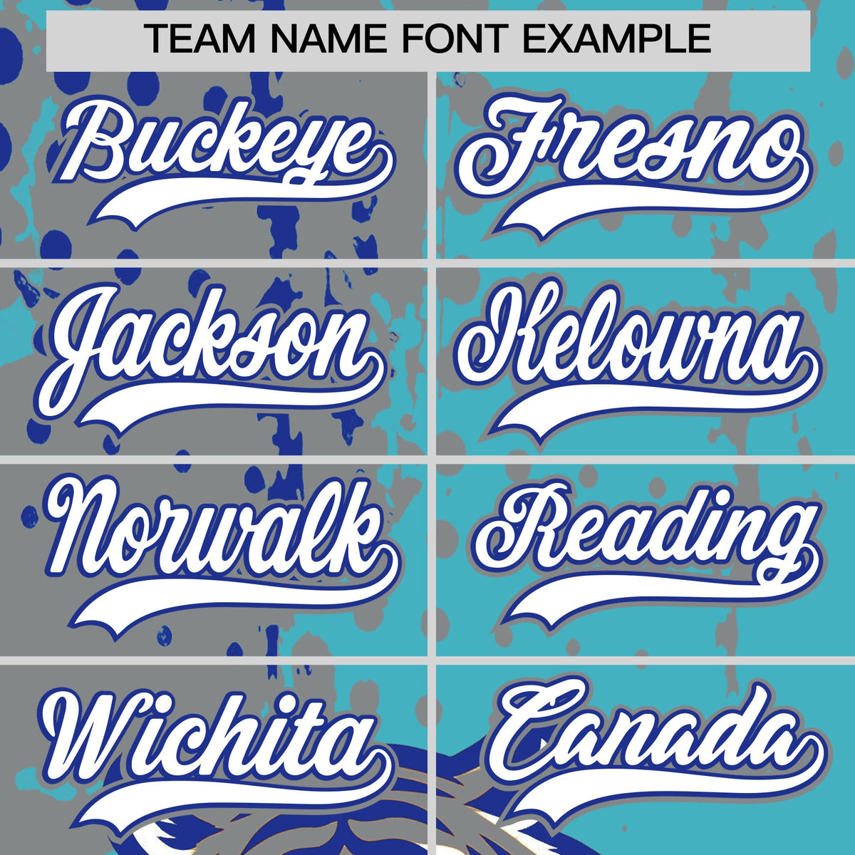 Custom Sky Blue Gray Royal Blue Full-Snap Graffiti Pattern Tiger Graffiti Jersey Baseball Jersey| KXKSHOP