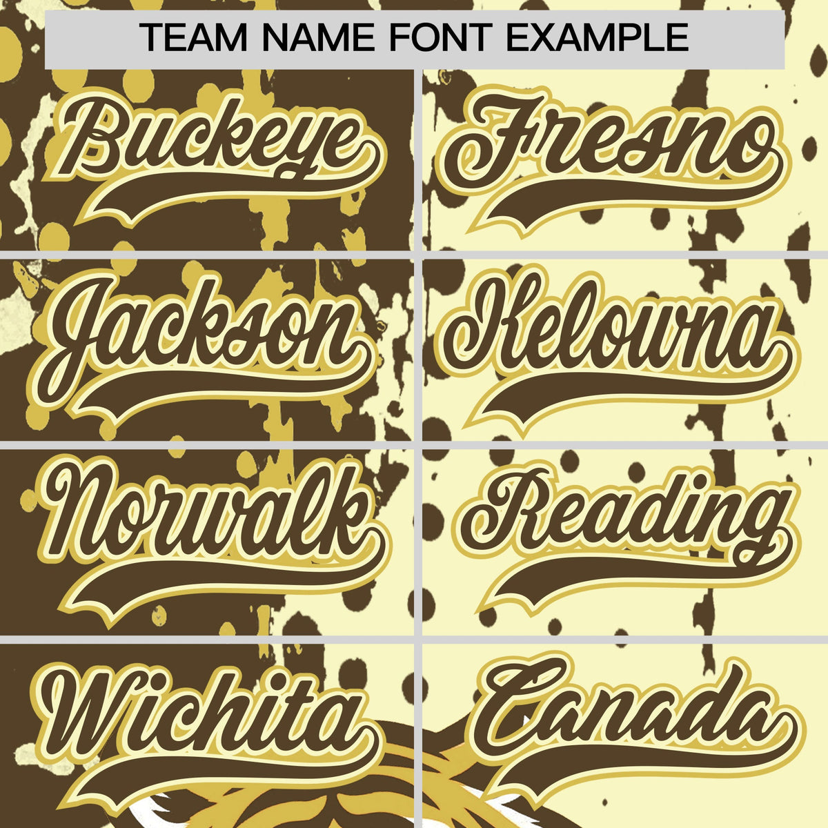 Custom Cream Light Brown Old Gold Full-Snap Graffiti Pattern Tiger Graffiti Jersey Baseball Jersey| KXKSHOP