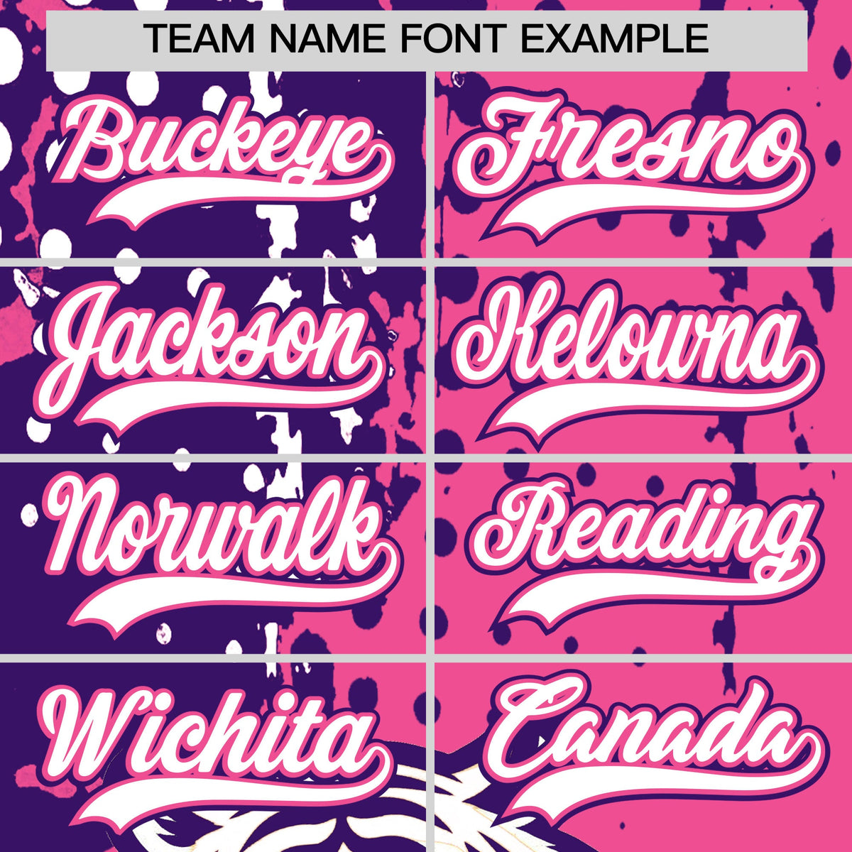 Custom Pink Purple White Full-Snap Graffiti Pattern Tiger Graffiti Jersey Baseball Jersey| KXKSHOP