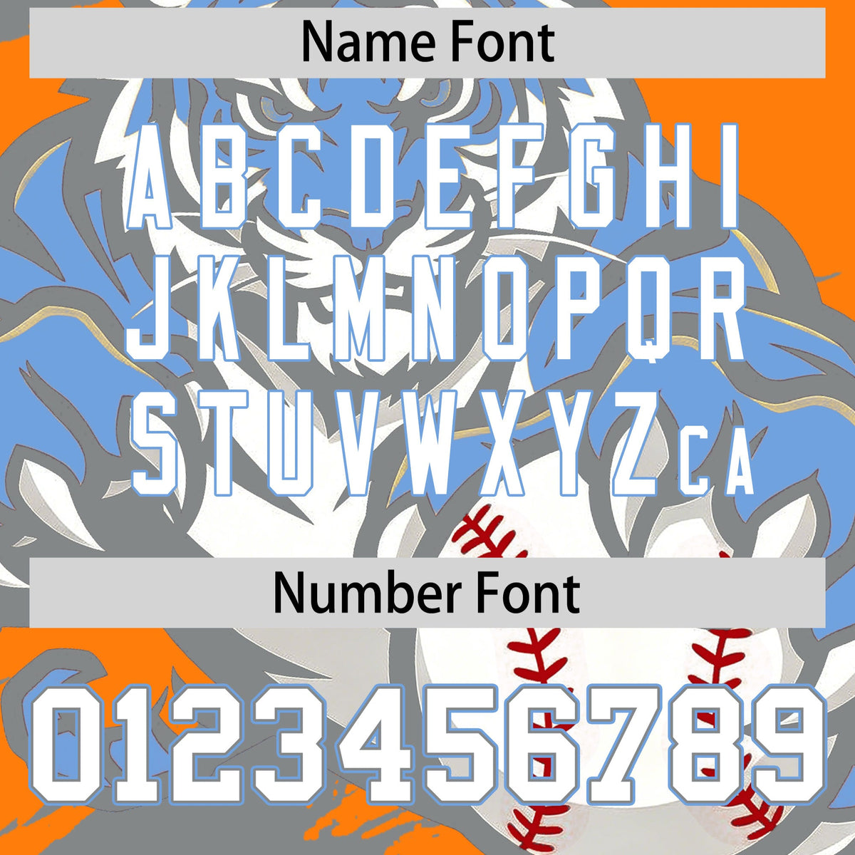 Custom Orange Silver Light Blue Full-Snap Graffiti Pattern Tiger Graffiti Jersey Baseball Jersey| KXKSHOP