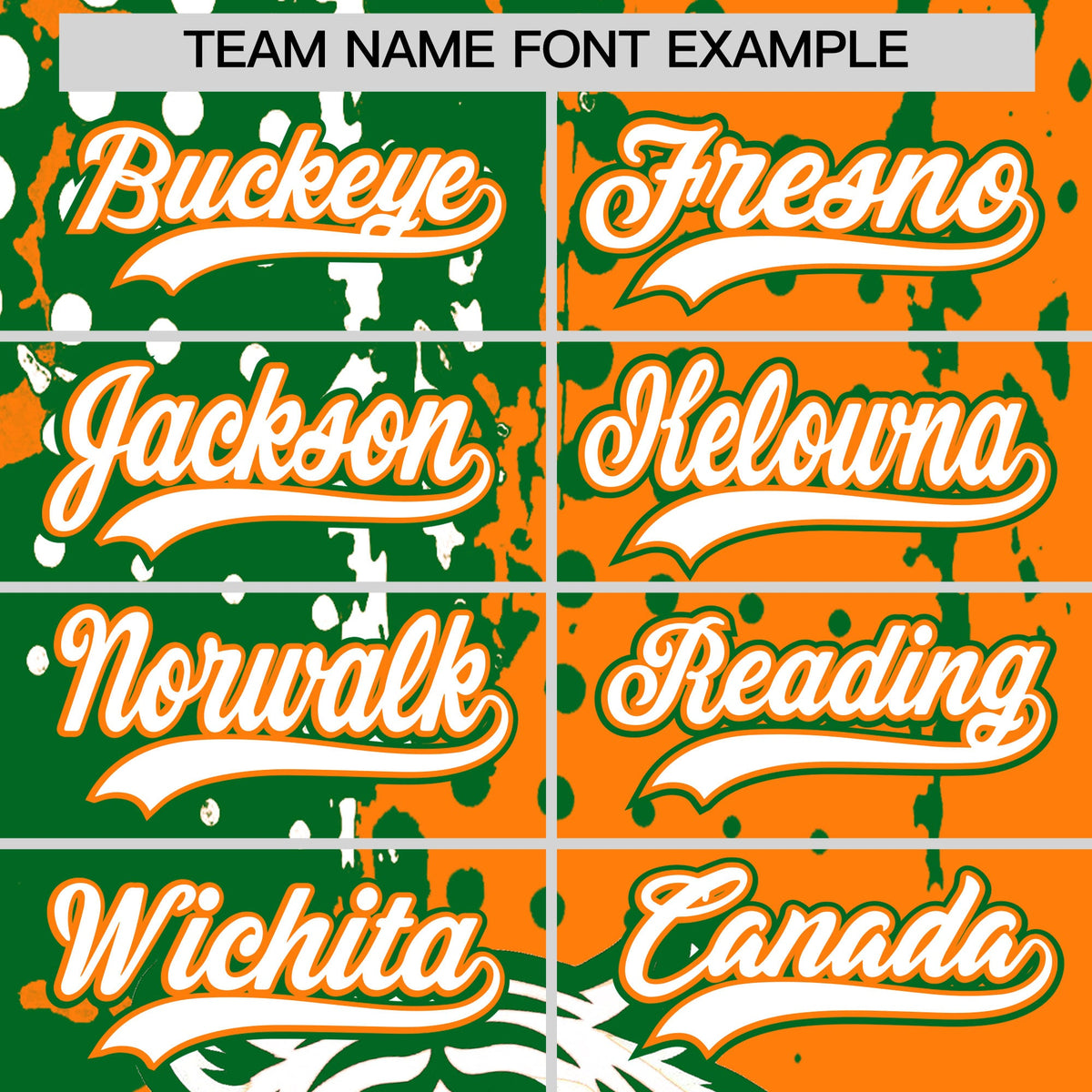Custom Orange Kelly Green White Full-Snap Graffiti Pattern Tiger Graffiti Jersey Baseball Jersey| KXKSHOP