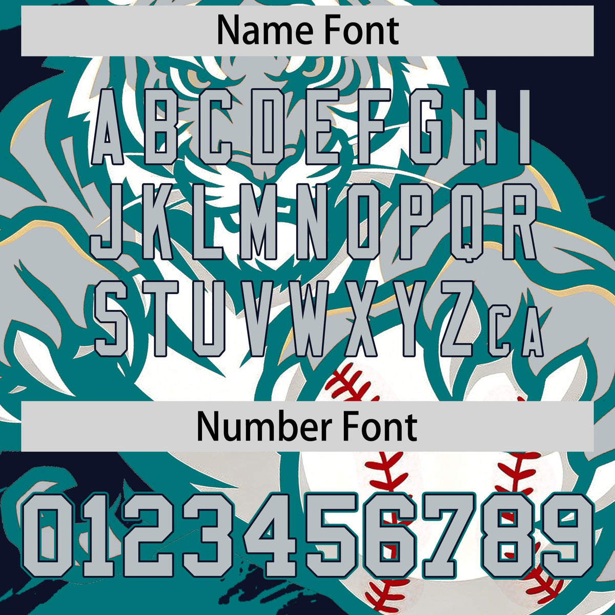 Custom Navy Teal Silver Full-Snap Graffiti Pattern Tiger Graffiti Jersey Baseball Jersey| KXKSHOP