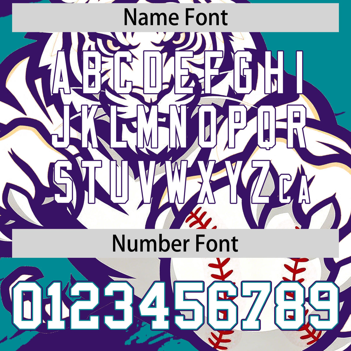 Custom Teal Purple White Full-Snap Graffiti Pattern Tiger Graffiti Jersey Baseball Jersey| KXKSHOP