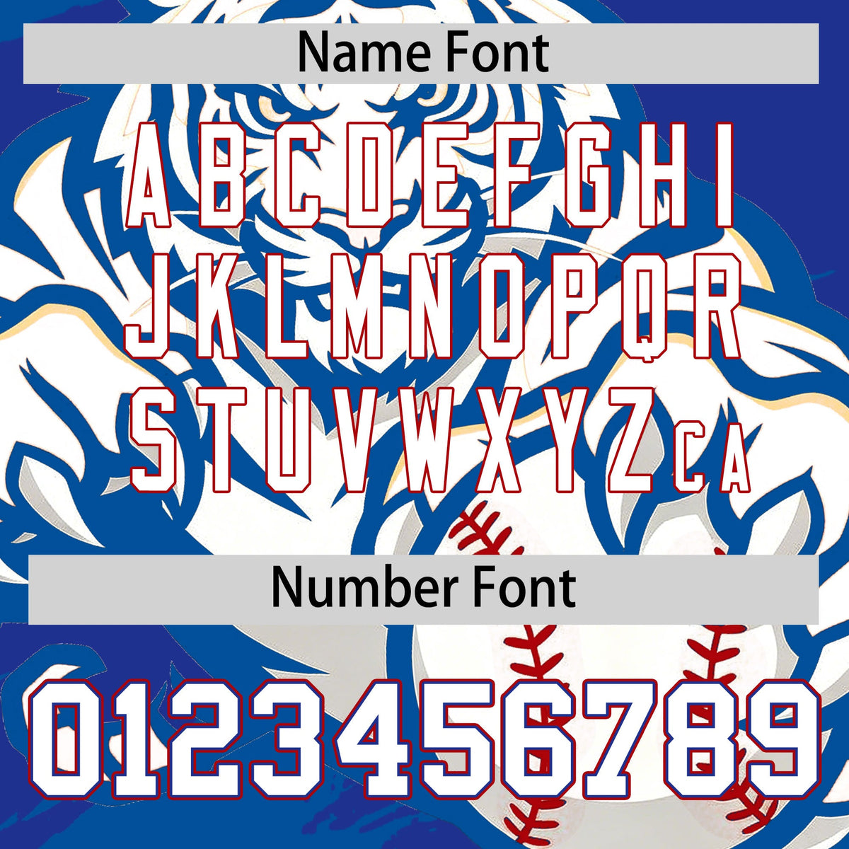 Custom Royal Blue White Royal Full-Snap Graffiti Pattern Tiger Graffiti Jersey Baseball Jersey| KXKSHOP