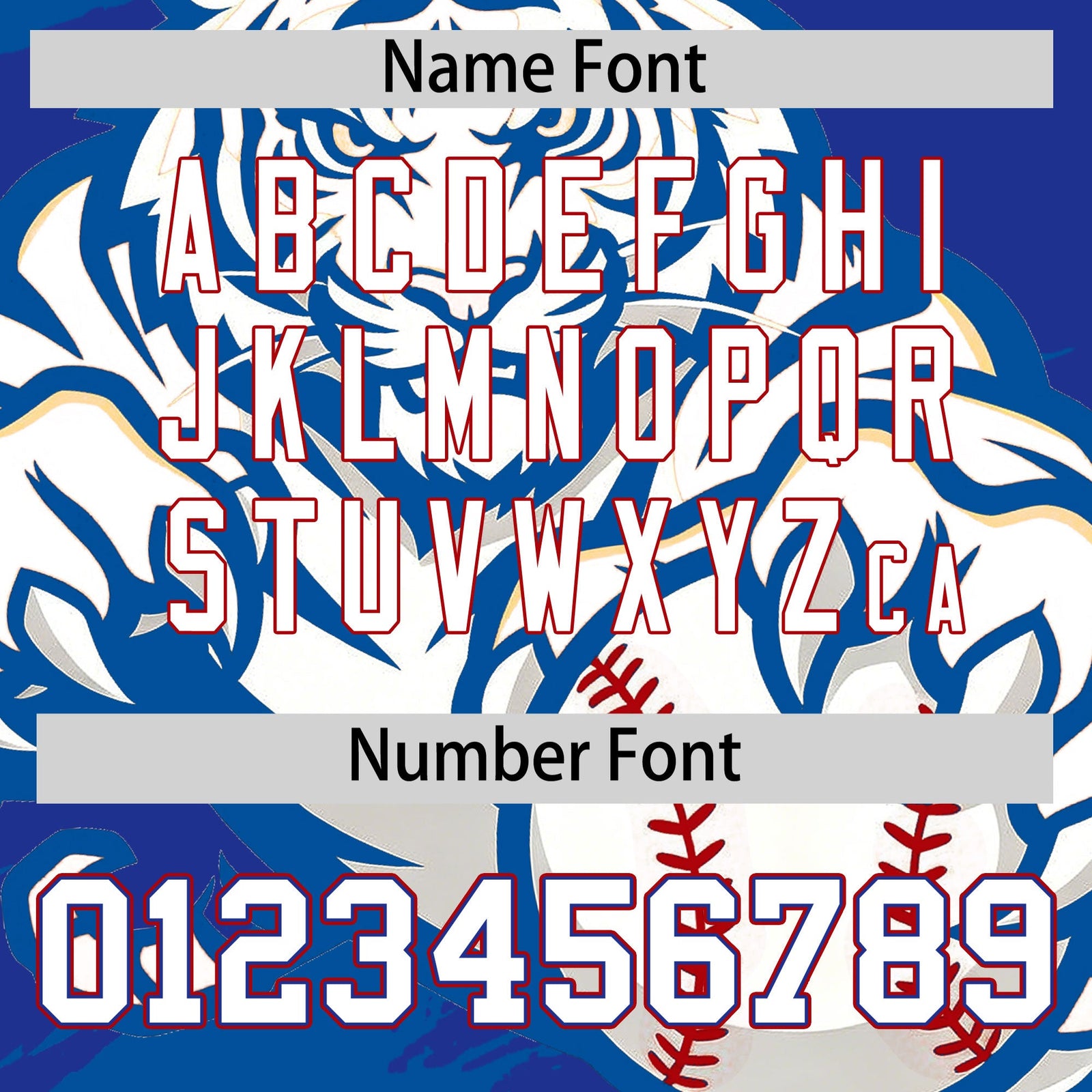 Custom Royal Blue White Royal Full-Snap Graffiti Pattern Tiger Graffiti Jersey Baseball Jersey| KXKSHOP