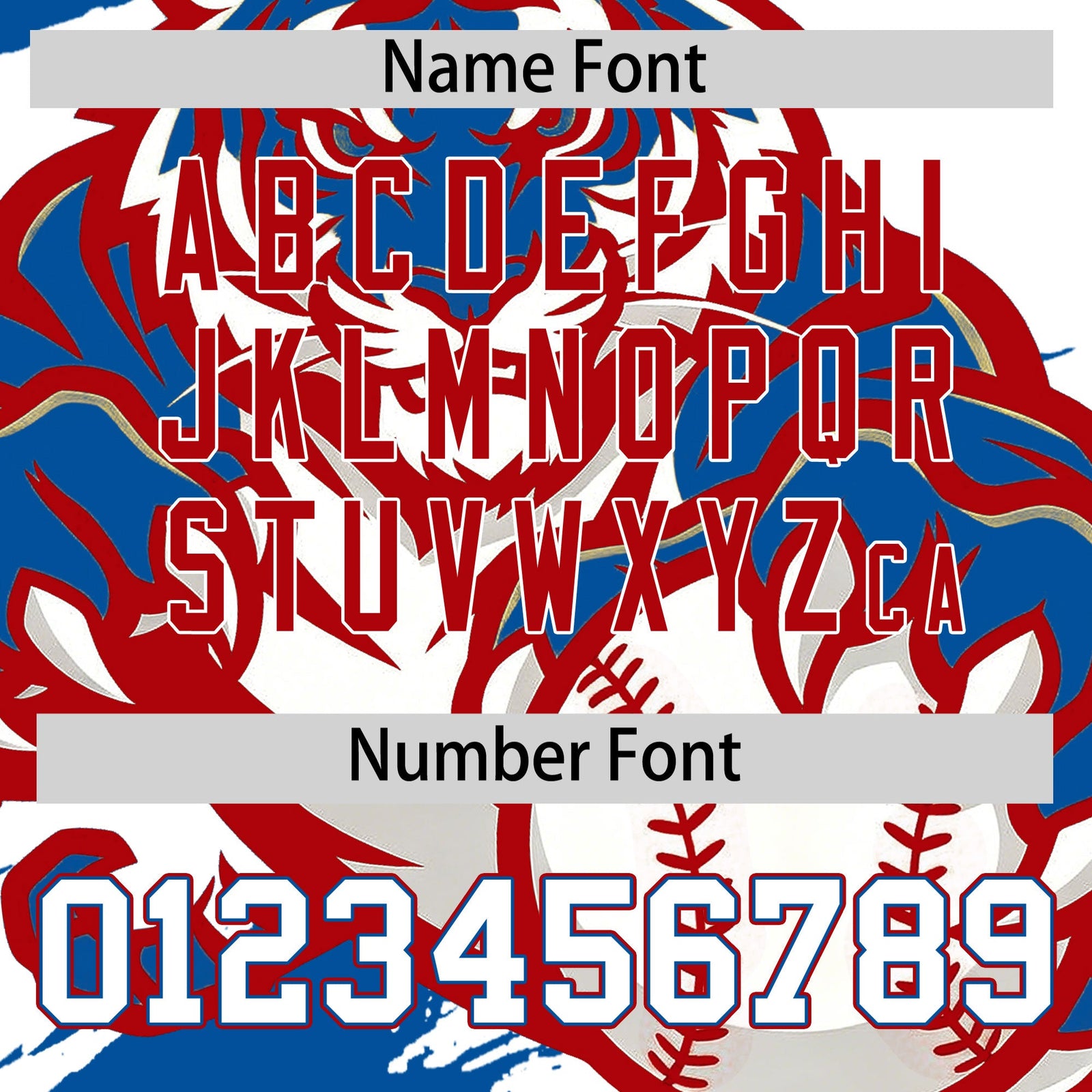 Custom White Royal Red Full-Snap Graffiti Pattern Tiger Graffiti Jersey Baseball Jersey| KXKSHOP