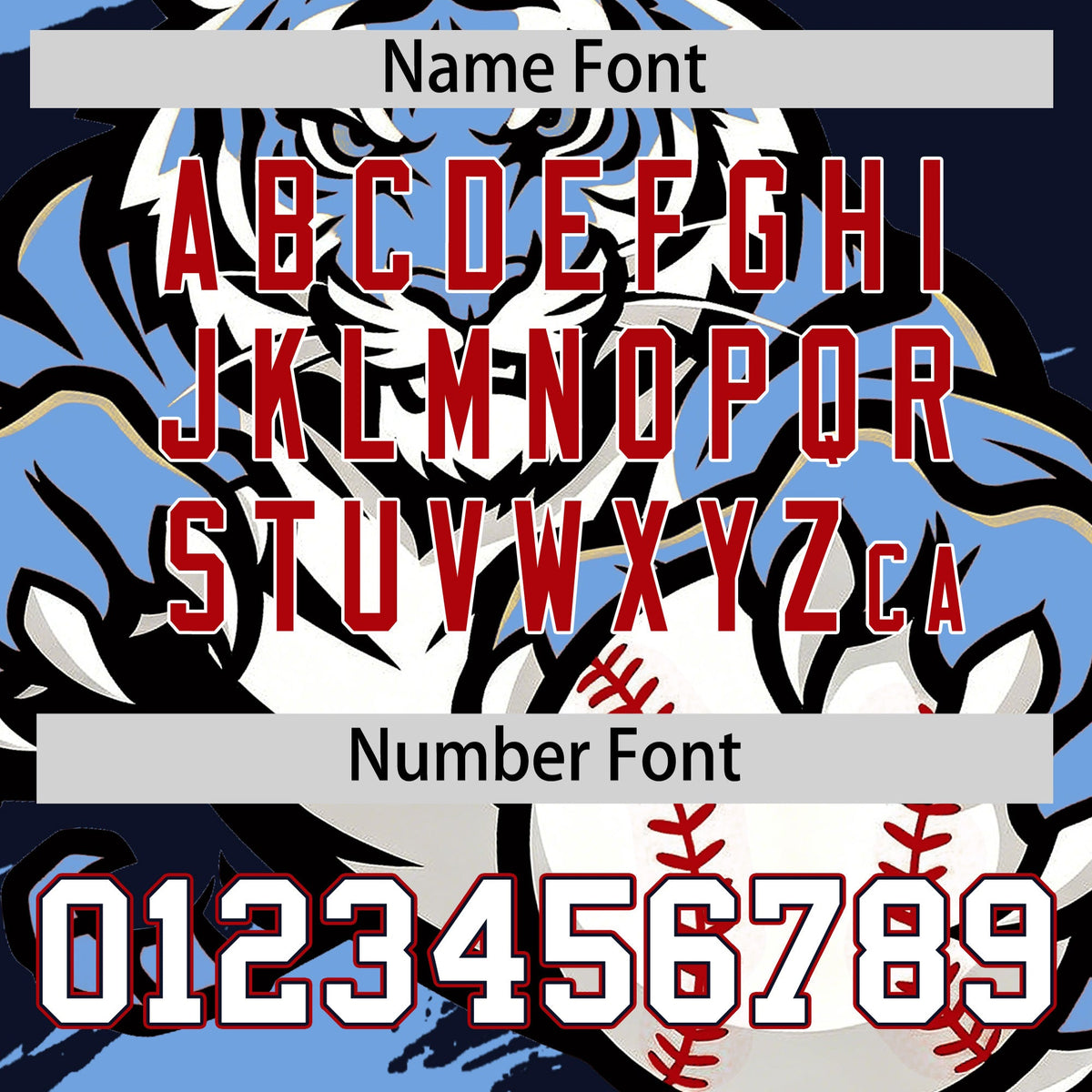 Custom Navy Light Blue Red Full-Snap Graffiti Pattern Tiger Graffiti Jersey Baseball Jersey| KXKSHOP