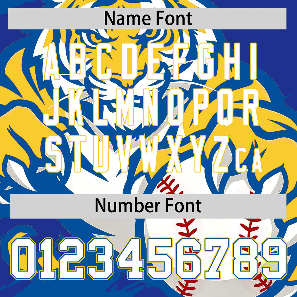 Custom Royal Blue Royal Gold Full-Snap Graffiti Pattern Tiger Graffiti Jersey Baseball Jersey| KXKSHOP