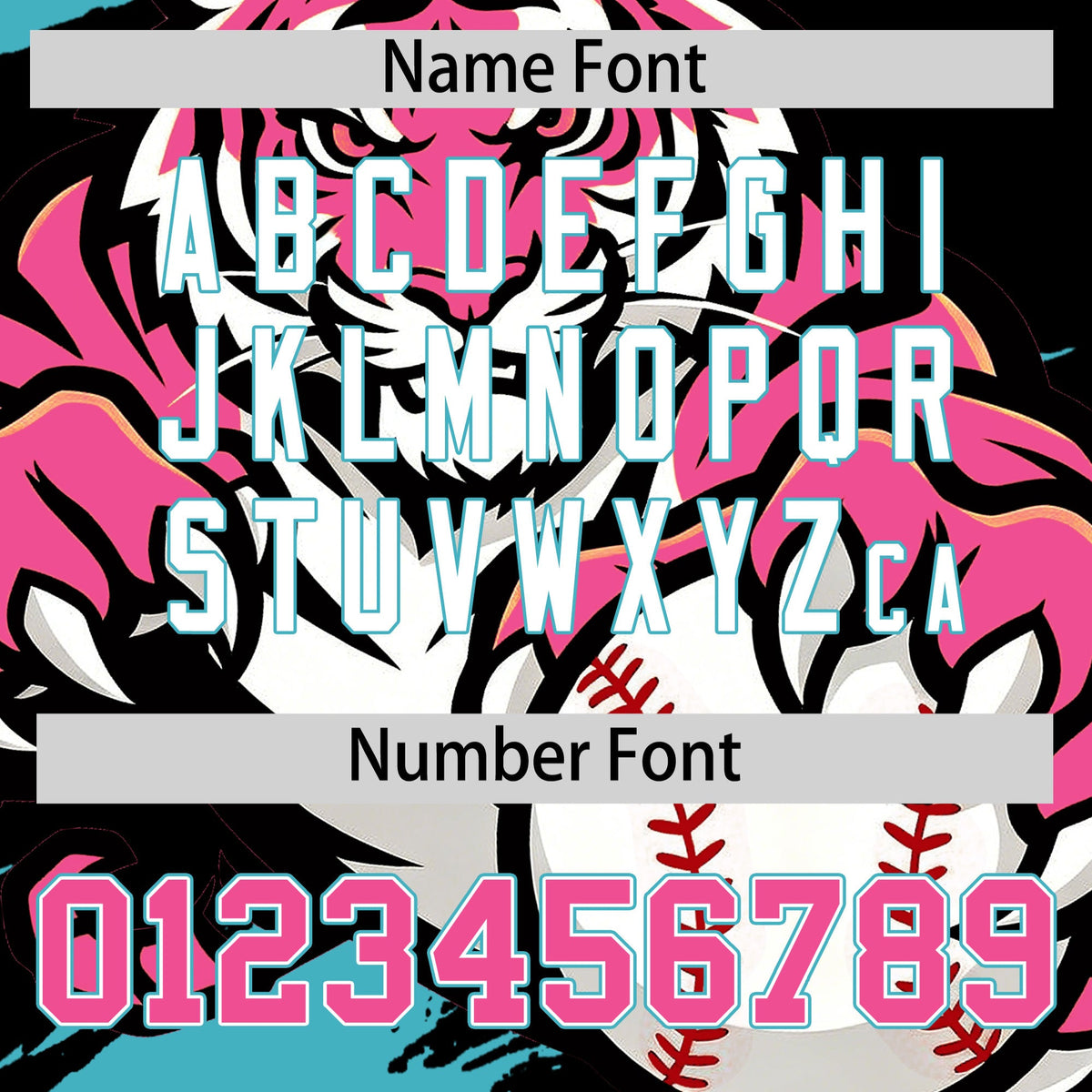 Custom Black Aqua Pink Full-Snap Graffiti Pattern Tiger Graffiti Jersey Baseball Jersey| KXKSHOP
