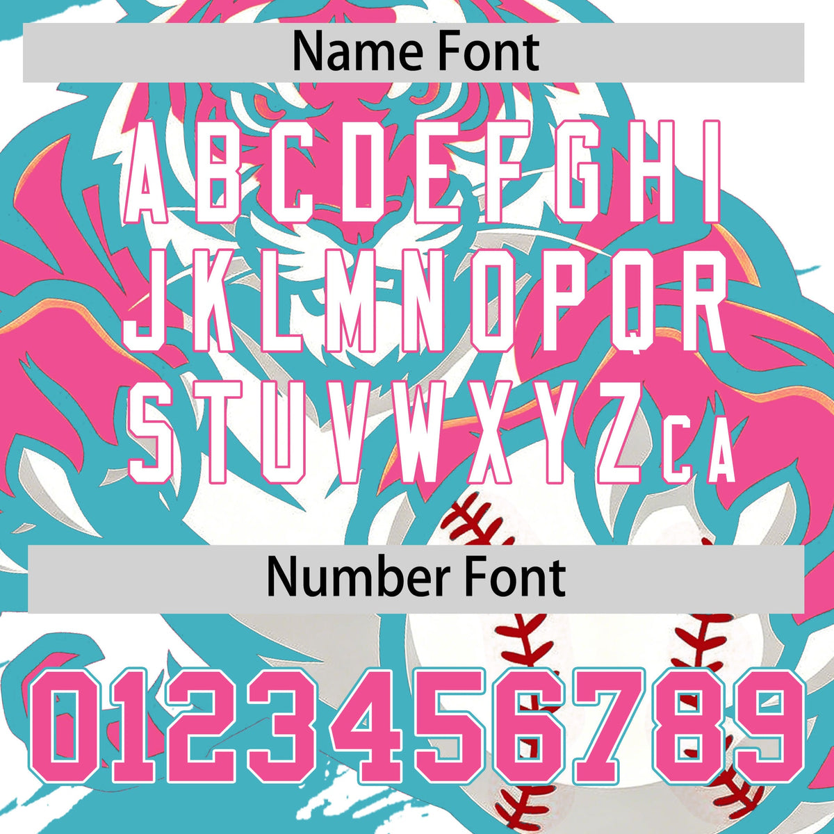 Custom White Aqua Pink Full-Snap Graffiti Pattern Tiger Graffiti Jersey Baseball Jersey| KXKSHOP